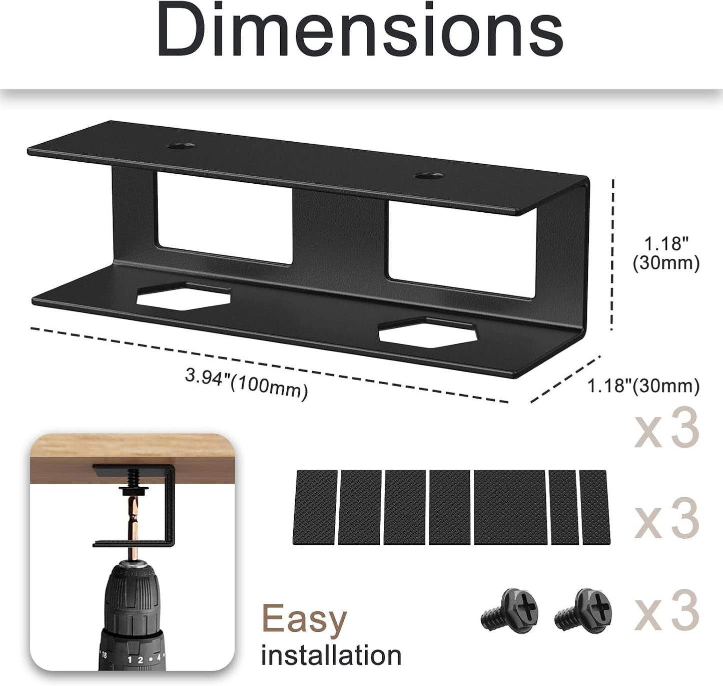 Joythink 3 Universal Under Desk Metal Mount Laptop Holder Tray with Anti-Scratch Under Table Hidden Docking Station