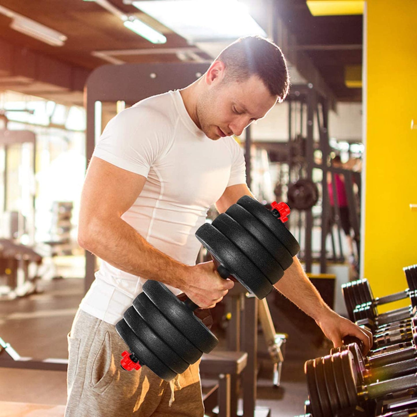 Detetap Dumbbell Bars Adjustable Dumbbell Weight Set Barbell Lifting - 2 x 15.74in Bars and 1 x 15.74in Connecting Rods for Gym Home 1