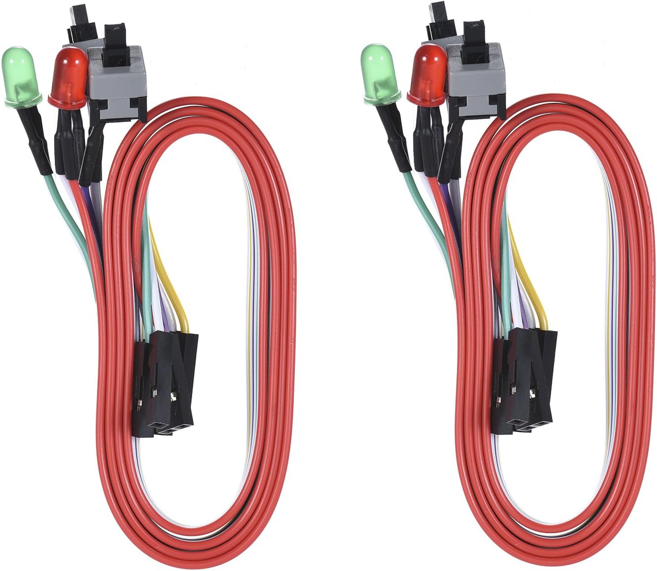 Warmstor 2 Pack 2-Pin 27-inch Reset PC Power Switch Cable Desktop On Off Push Button ATX Front Bezel Wire with HDD SW