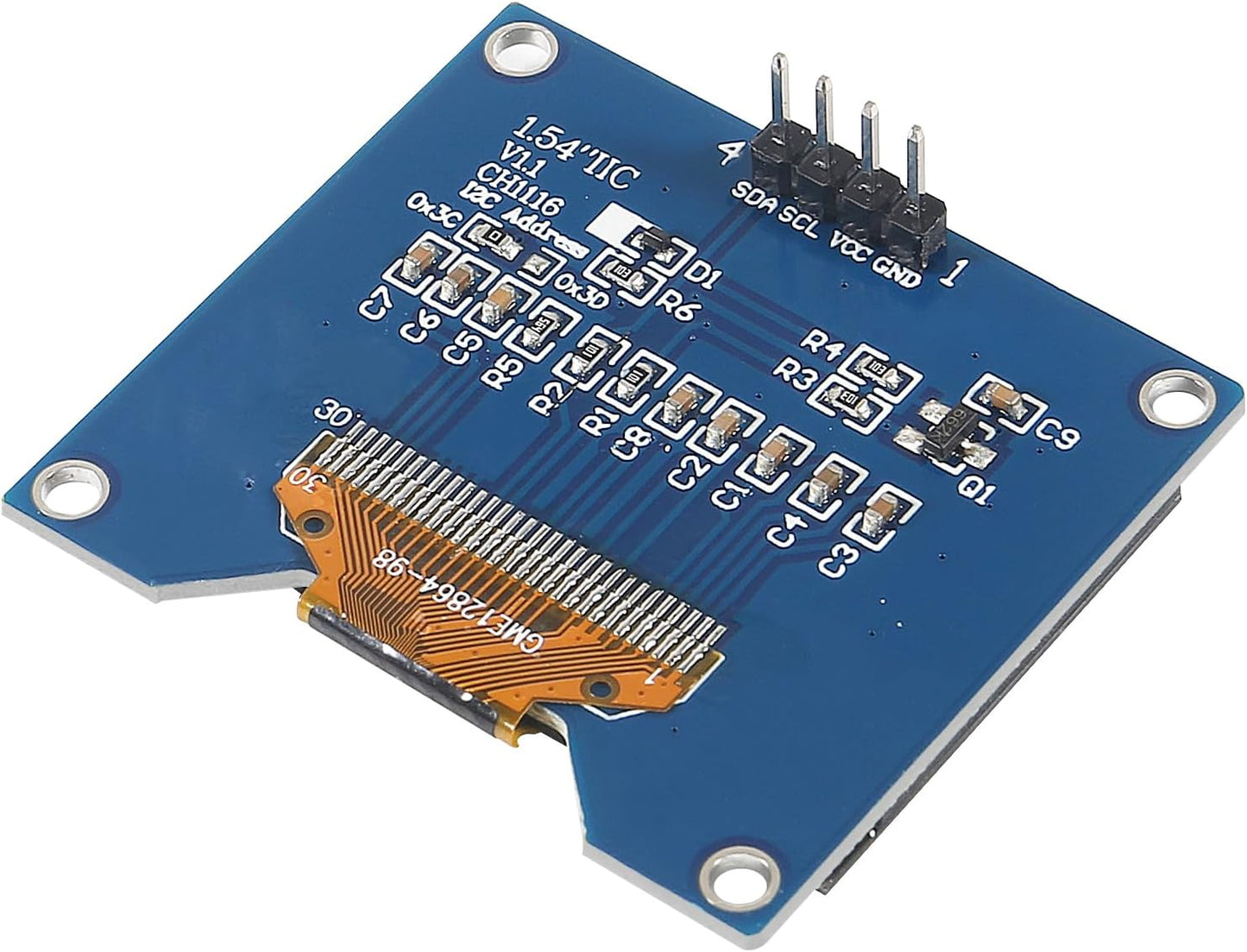 JUZITAO 2PCS 1.54 Inch 12864 128x64 SSD1309 OLED Module White Driver IIC Serial Display Board Module for Raspberry