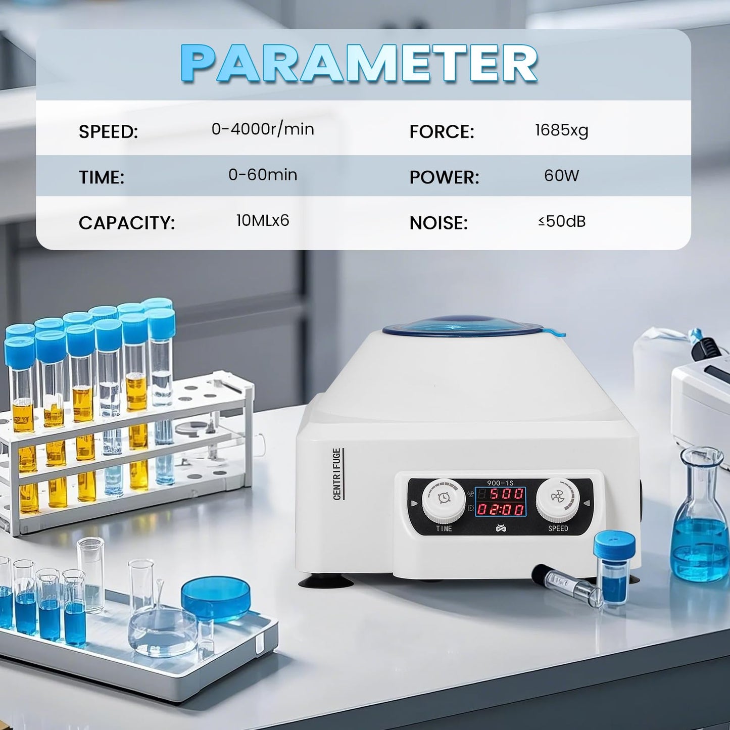 Mxmoonant Centrifuge Machine, 4000RPM Lab Benchtop PRP Centrifuges, 15ML*6 Electric Desktop Centrifuge with Digital Control 110V
