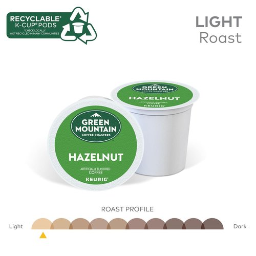 Green Mountain Coffee Roasters Hazelnut K-Cup Pods - Light Roast Coffee, 72 Count for Easy Brewing