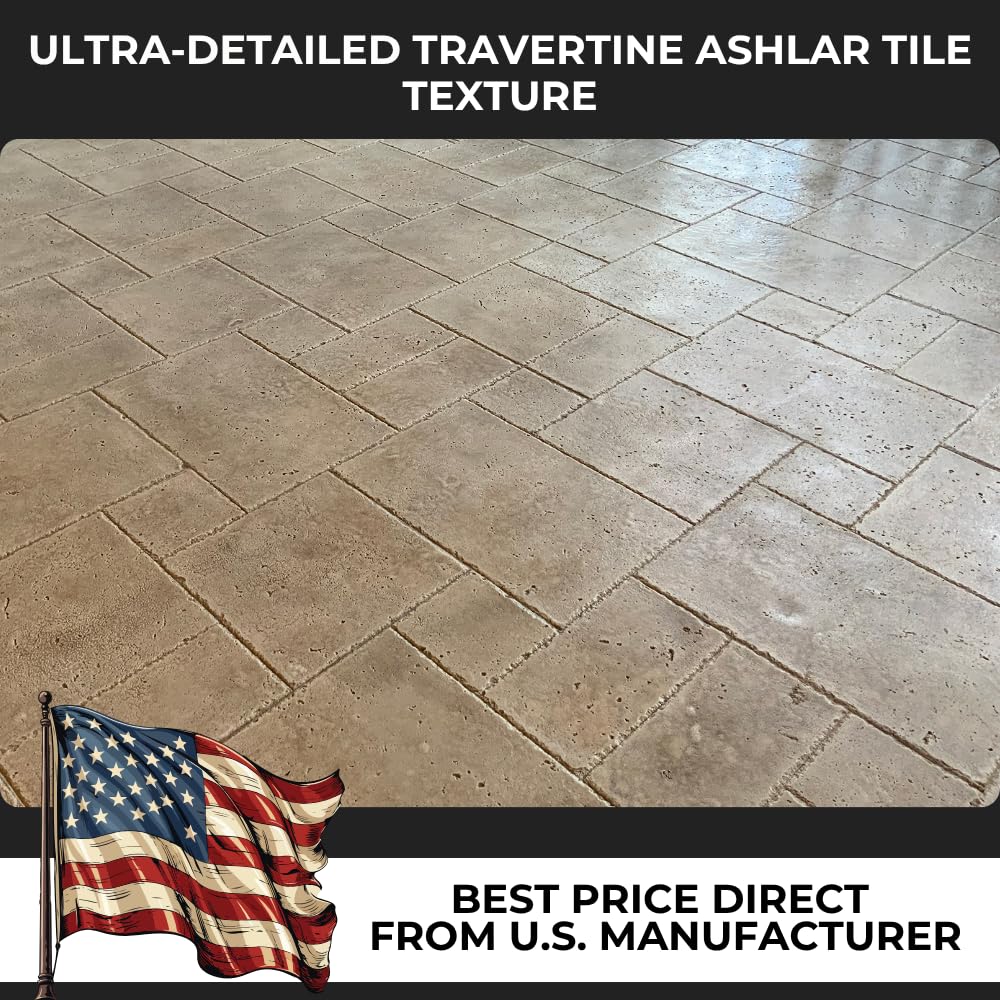 Travertine Ashlar Tile Concrete Stamps | Made in USA | 32" x 24" | Durable Rigid Mat for Driveways, Walkways and Patios – SM 6000/1