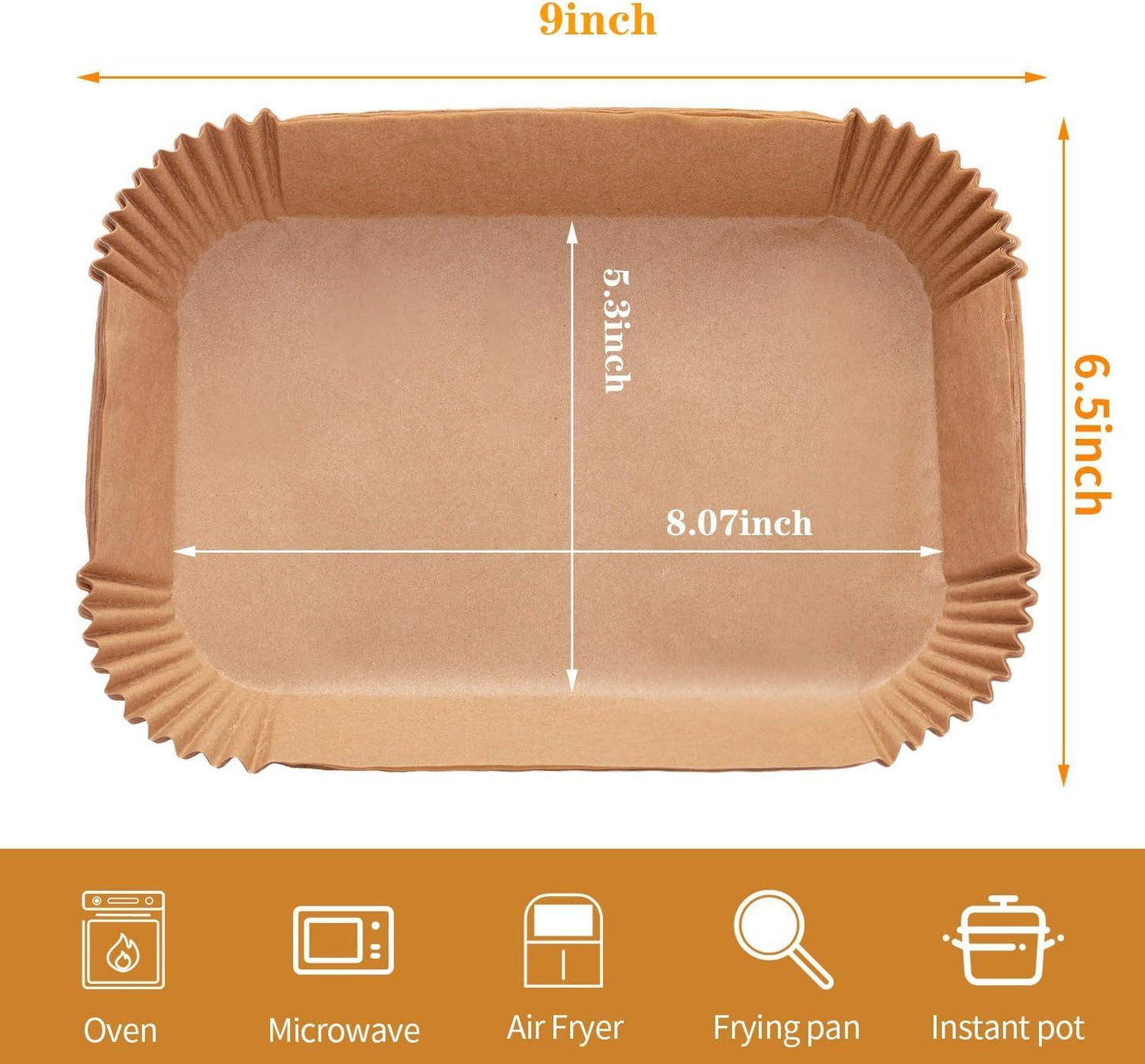 Skiennix Air Fryer Disposable Paper Liners - 100PCS Food Grade Parchment for Ninja DZ201 | 9" x 6" Natural