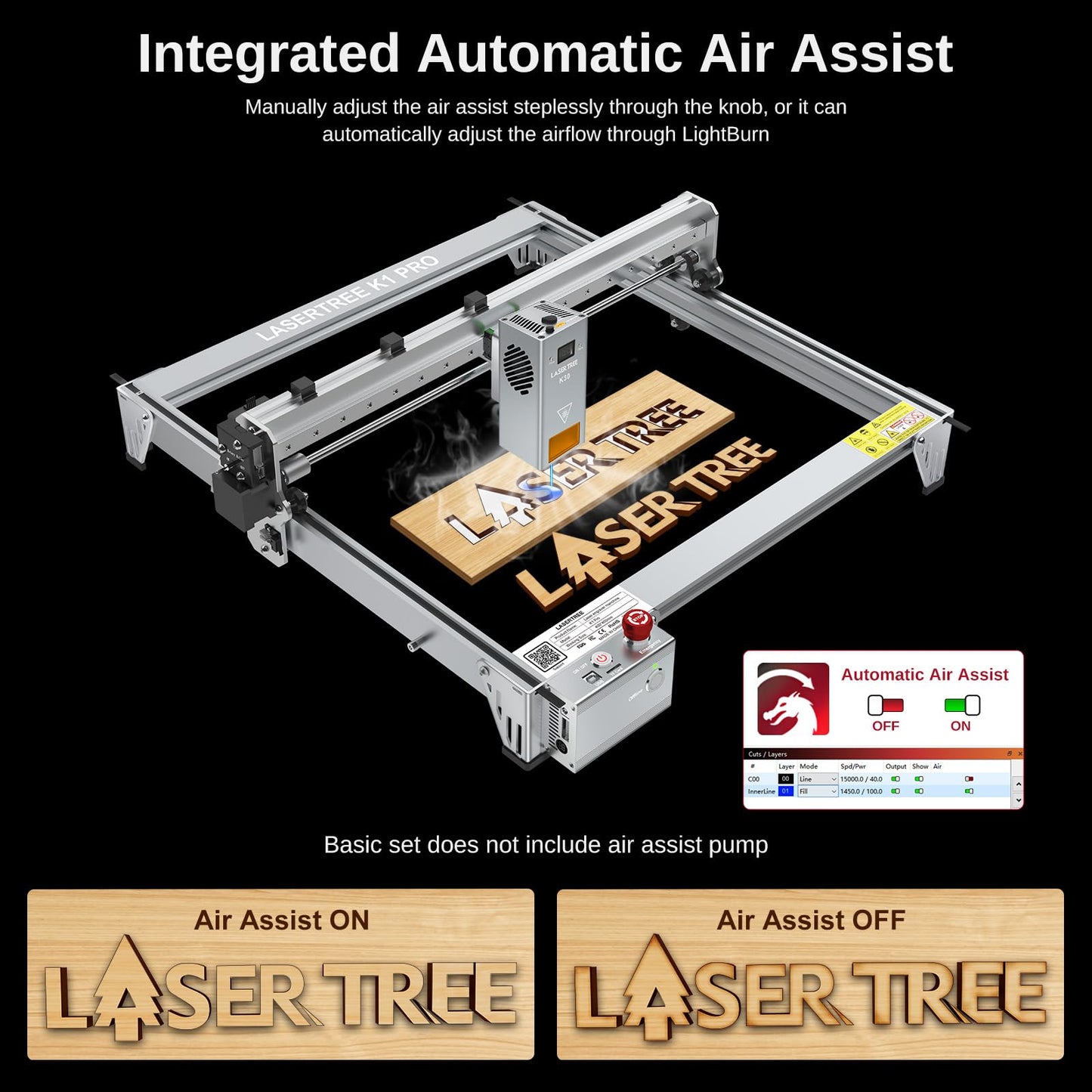 LASER TREE Laser Engraver, 40000mW（40W）Output Power Laser Engraver Machine, High Precision Laser Cutter and Engraver for Wood & Metal Paper Acrylic Glass Leather etc, Class 4 (Basic)