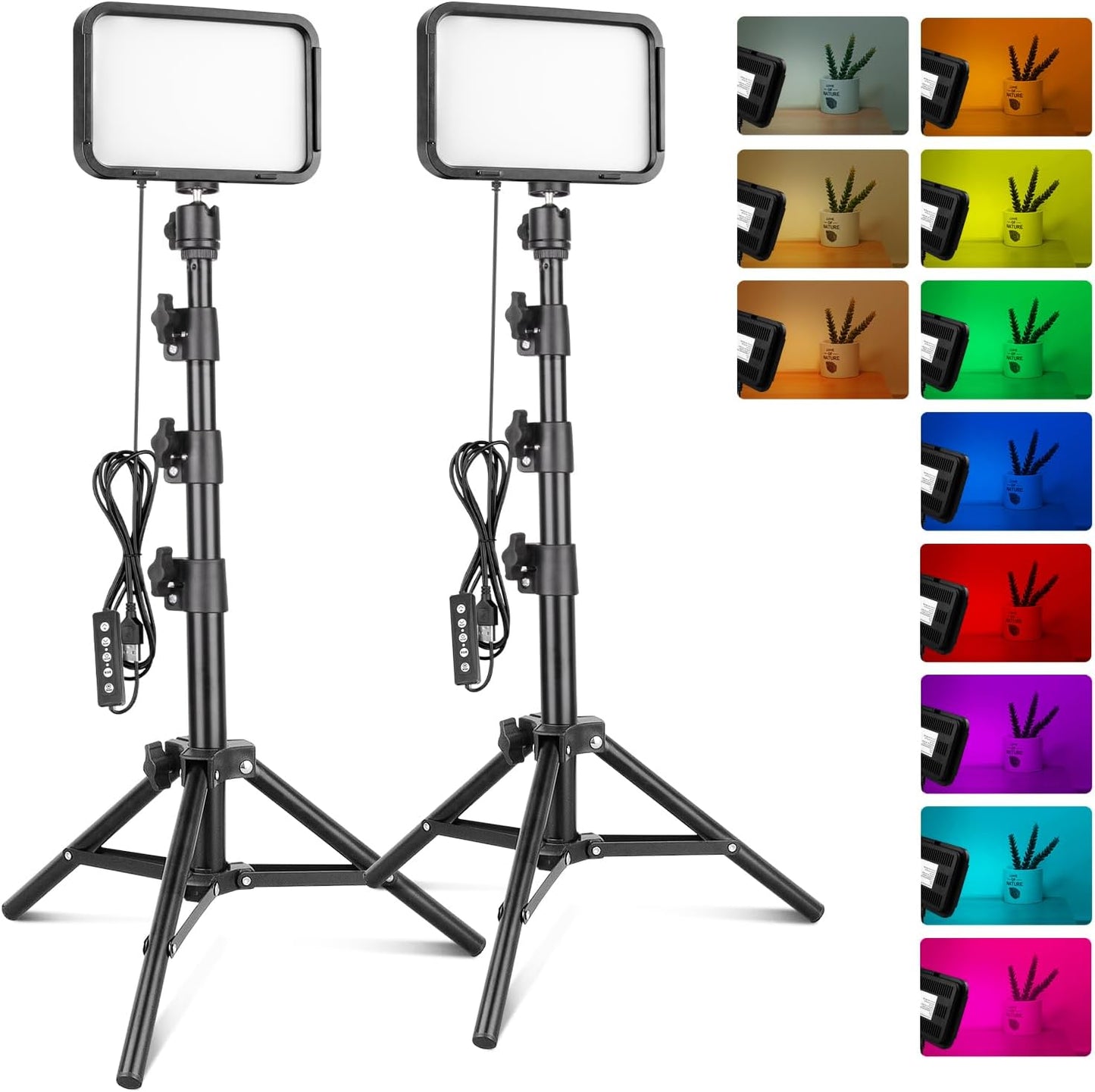 Torjim 16 RGB Photography Video Lighting, Studio Lights with Adjustable Tripod Stand - Color Lighting for Video