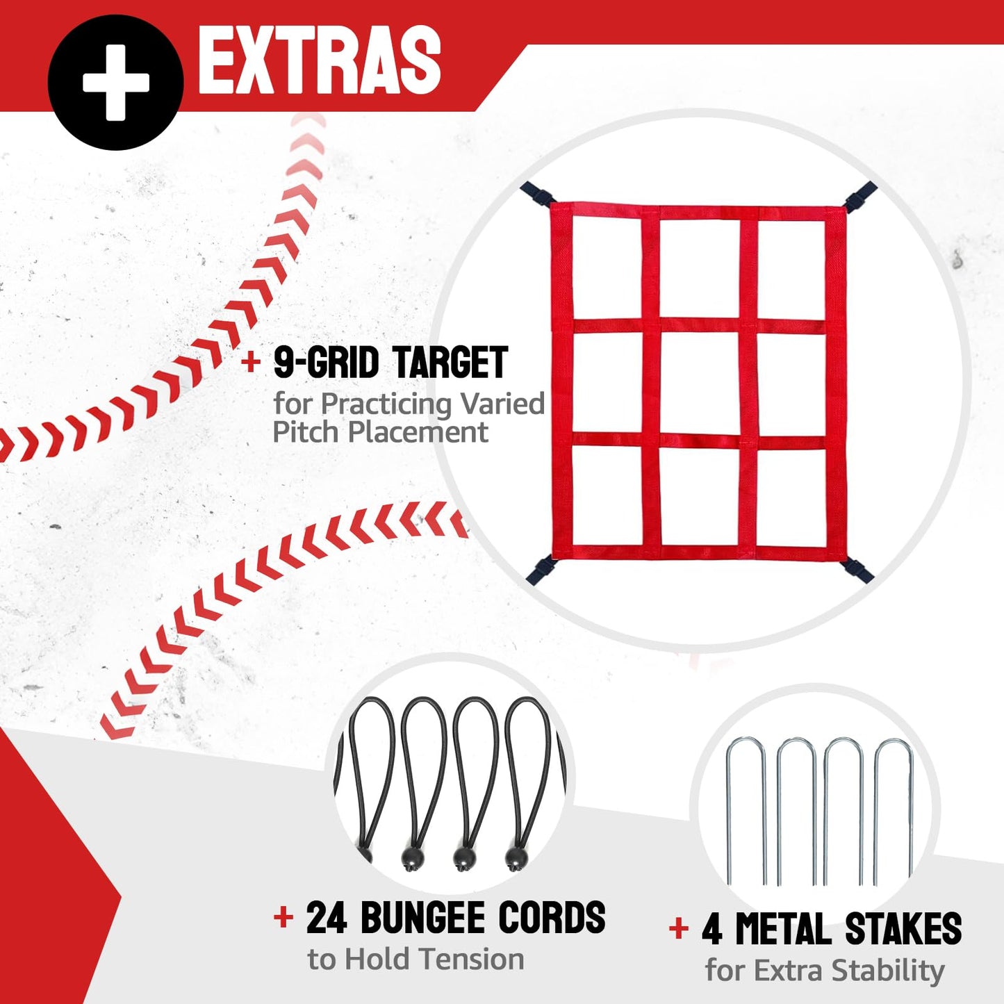 Baseball Rebounder Net, 3 Adjustable Angles 4x4.5FT Pitch Back Baseball Softball Volleyball Rebounder with 2 Strike Zones, UV Resistant, Pitchback Trainer for Ground, Line Drive & Fly Balls