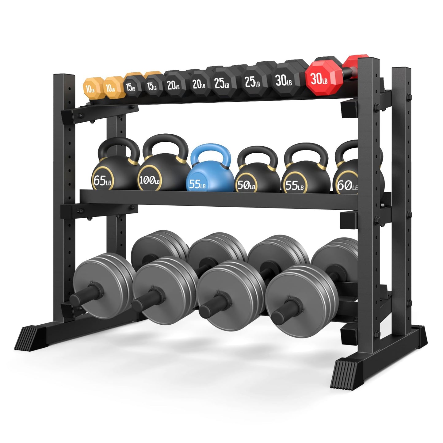3-Tier Dumbbell Rack, 1200LB Capacity Adjustable Weight Rack for Home Gym, Heavy-Duty Weight Stand for Dumbbells Kettlebells & Weight Plates(Rack Only)