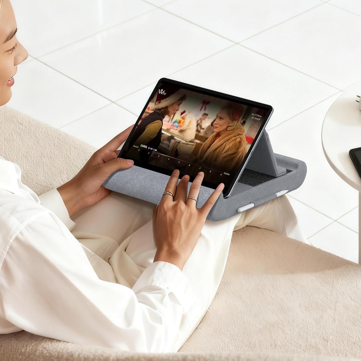 CreaDream 4-13" 11, 13, Tablet Pillow Stand, Foldable Tablet Holder for Lap, Bed and Desk, Soft Pillow Pad with Pocket
