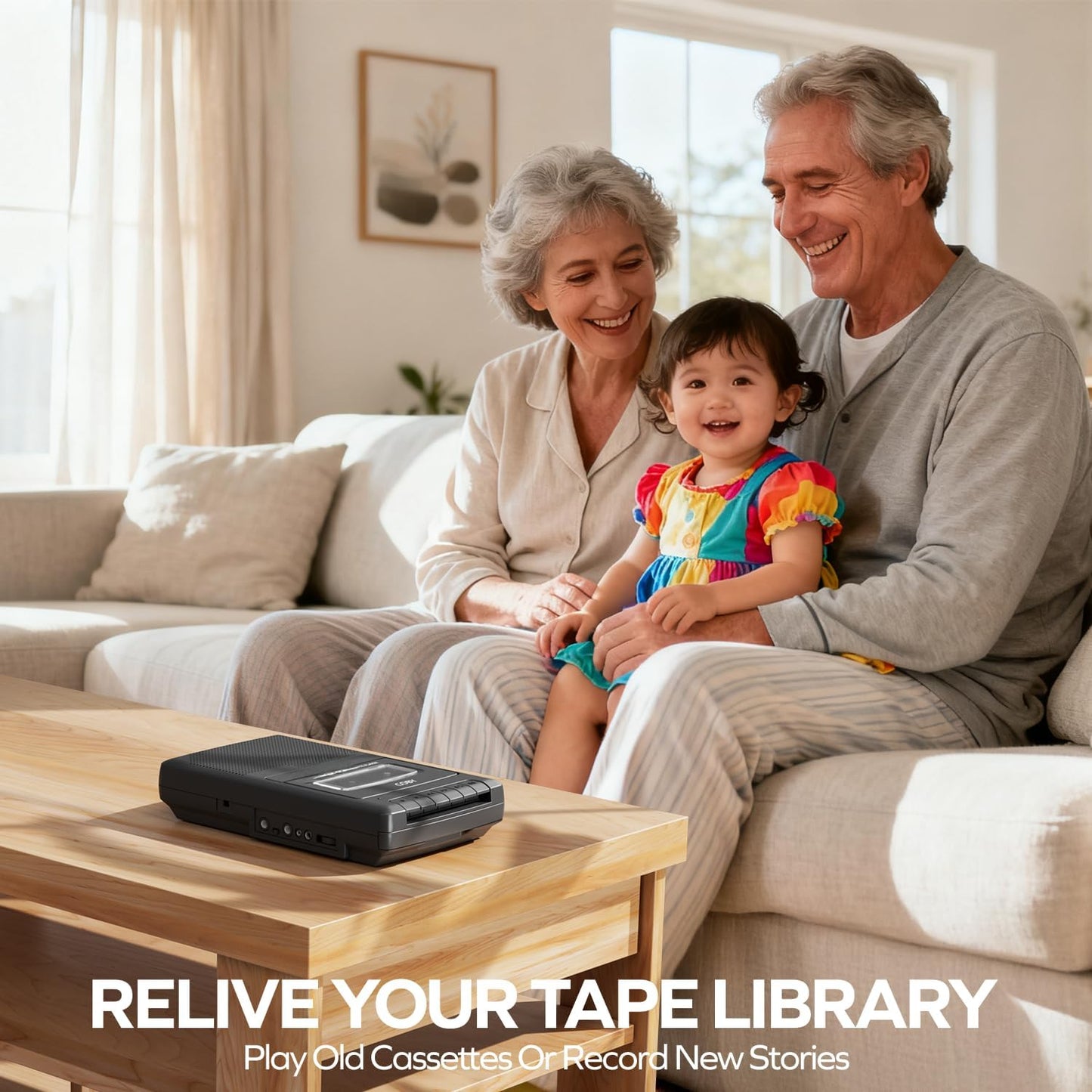 Coby Cassette Portable Player & Recorder Retro Audio Tape Recorder with Built-In Microphone, Speaker & Headphone Jack