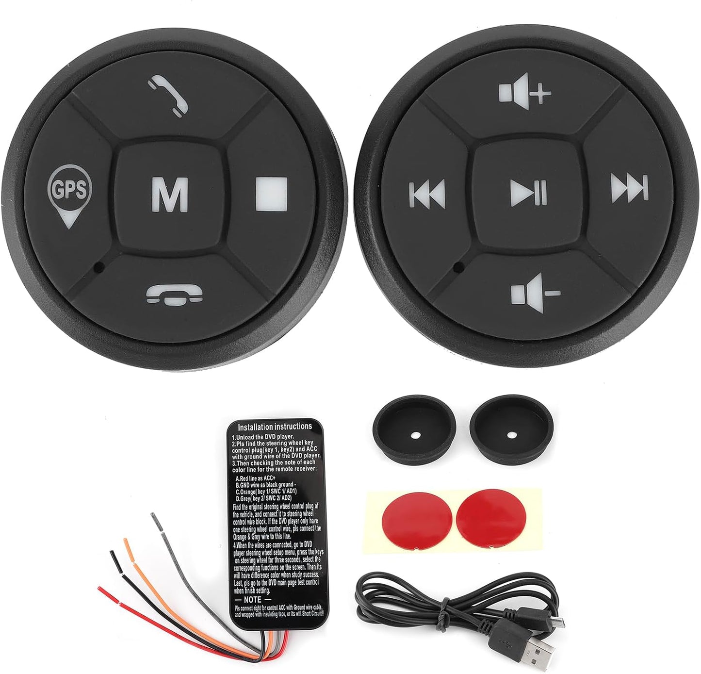 Locadence Wirelessly BT Media Remote Button, Steering Wheel Control Buttons Kit, Car Steering Wheel Button Media Remote