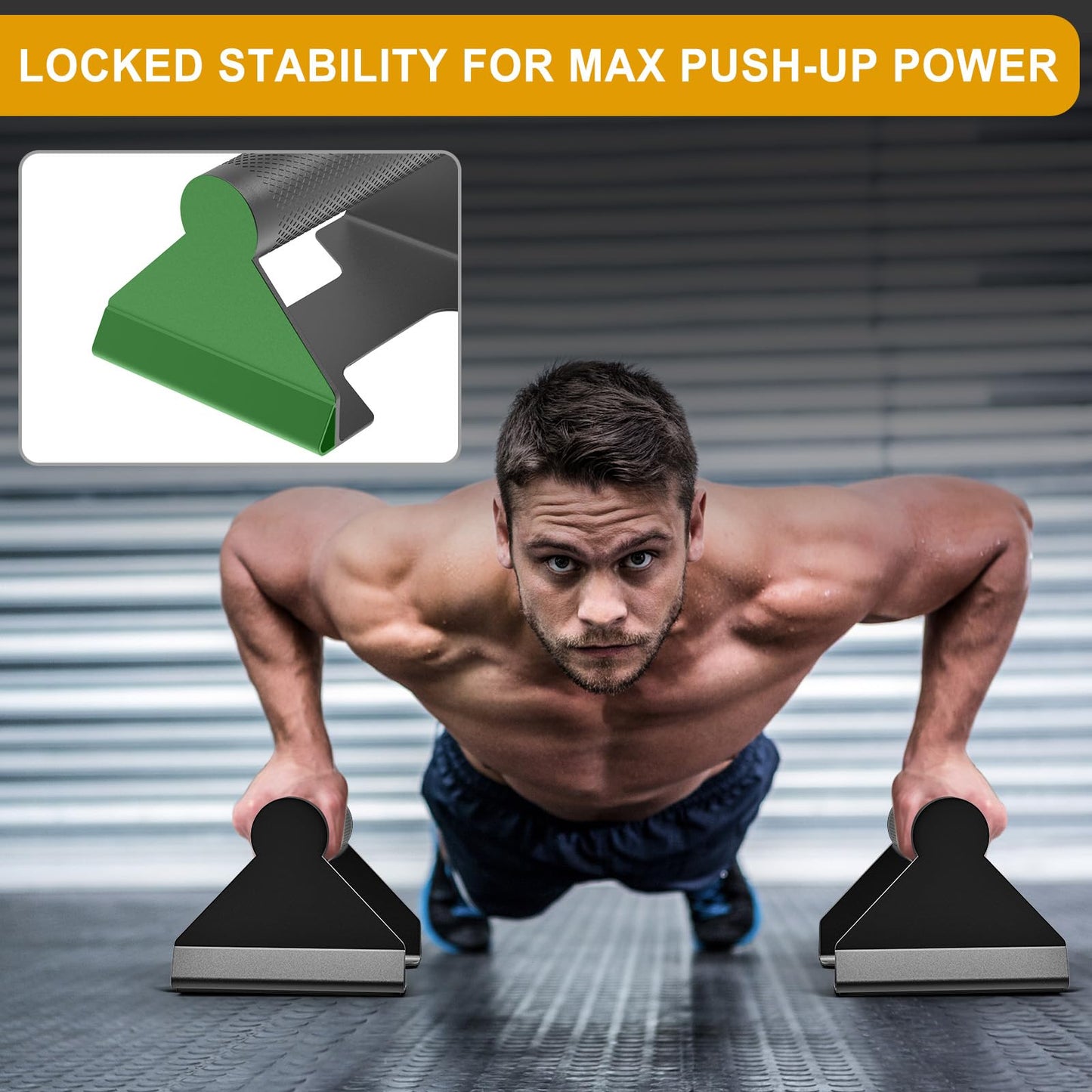 Kipika Push Up Bars, Pushup Stands, Anti-Slip Metal Push Up Handles, Bottom Anti-Slip Pad, Strength Training Equipment, Perfect for Floor Workout Exercise (Metal Grip)