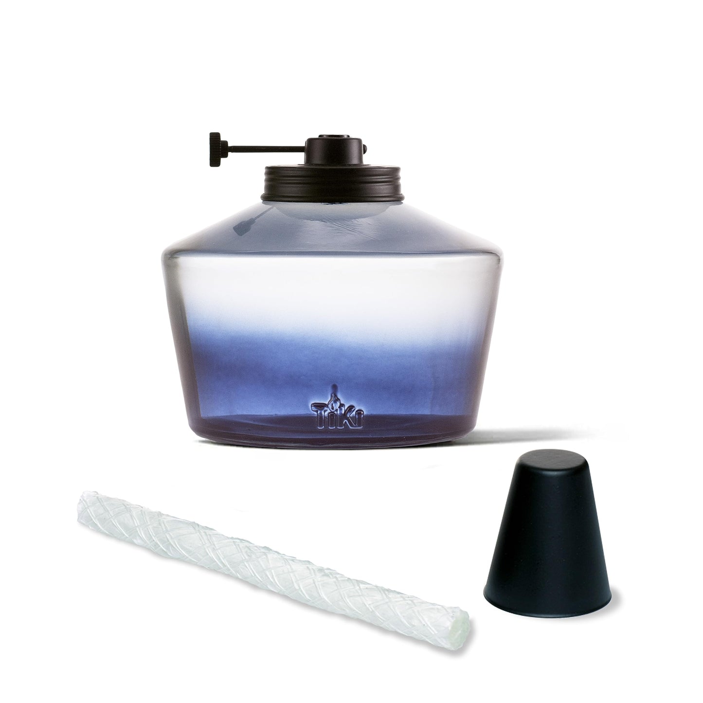 TIKI 6.25" Adjustable Flame Penta Glass Votive Tabletop Torch – Watercolor Blue Outdoor Lighting for Patio & Garden