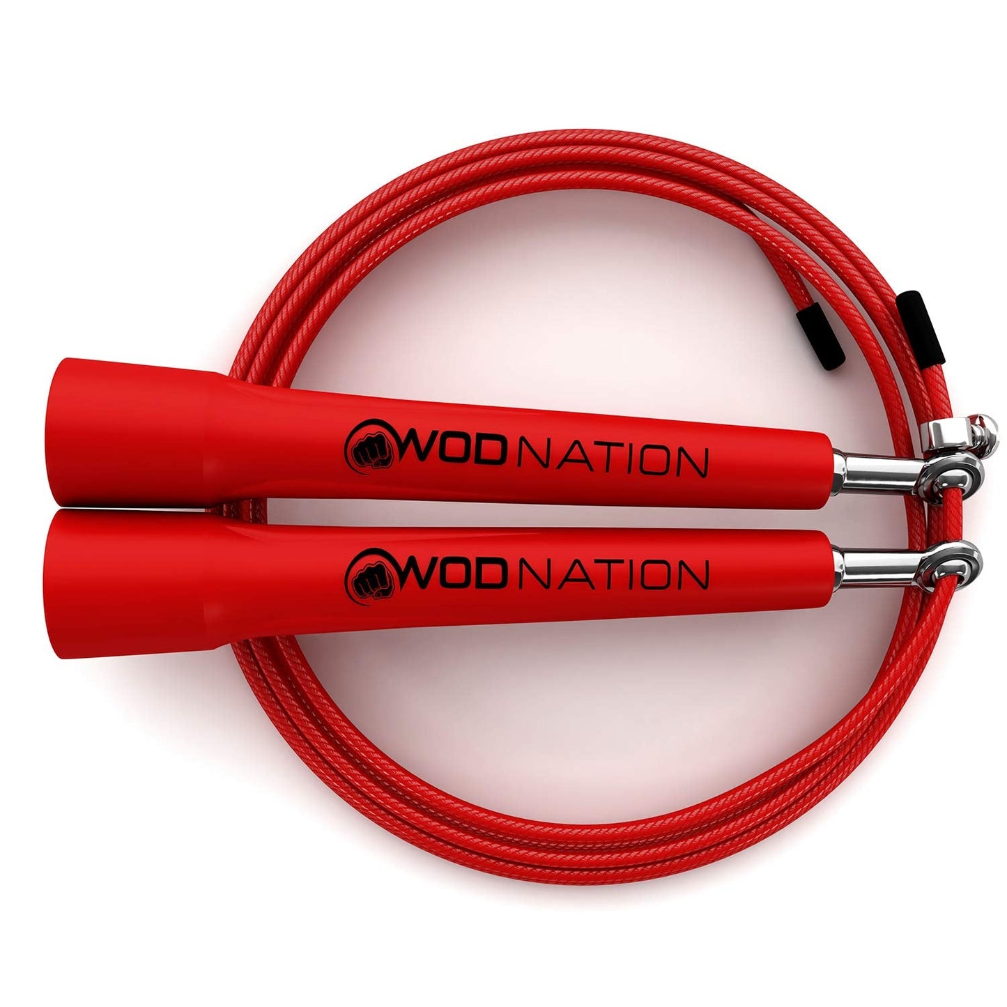 WOD Nation Adjustable Speed Jump Rope - High-Speed Rotation for MMA & Cardio Workout Equipment - Customizable Length for Home Gym Workouts - Durable Alloy Steel for Exercise & Fitness Equipment - Red