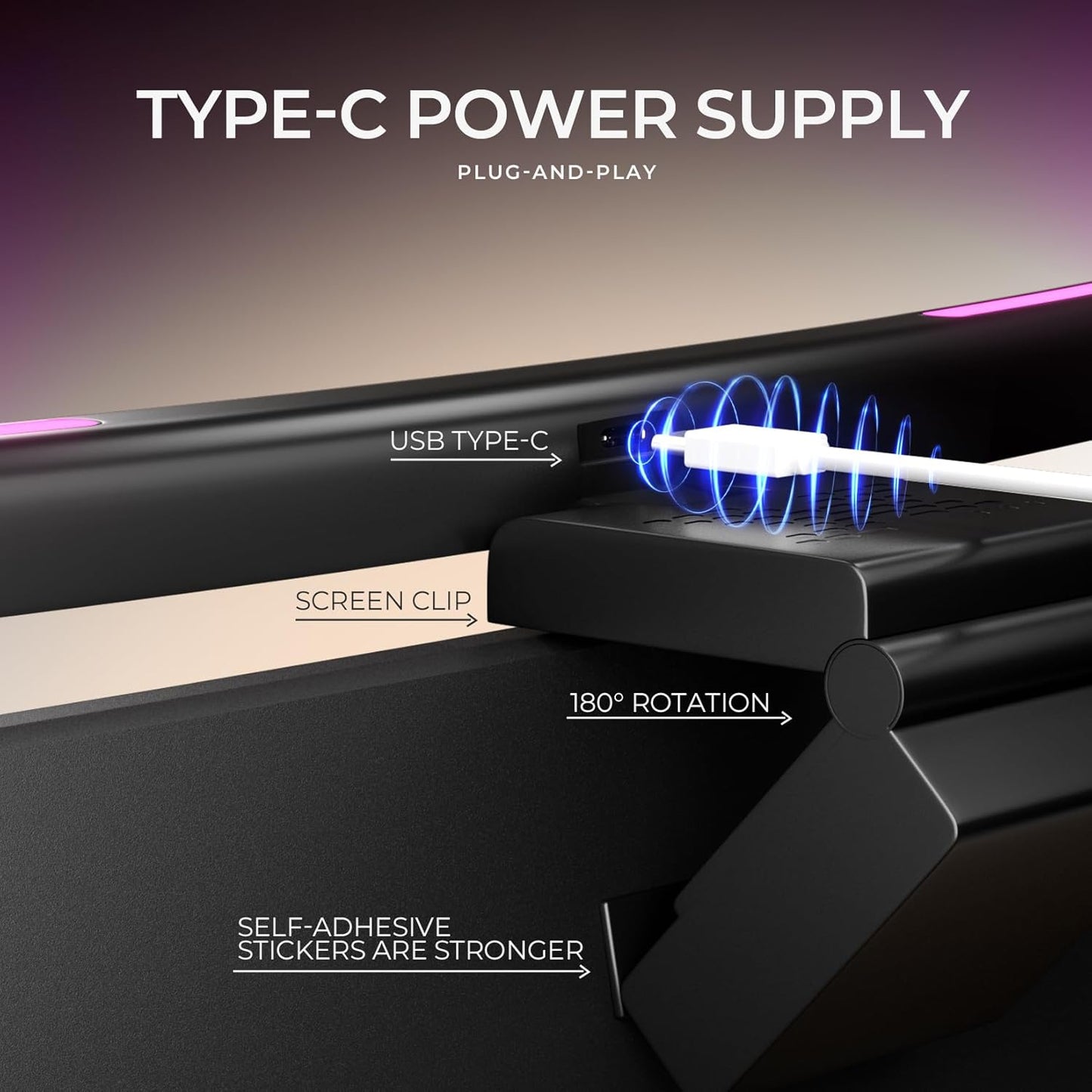 1500 mm Monitor Light Bar Curved, RGB Backlight, Computer Screen Lamp for Eye Care, Dual Light Mode with Touch Control