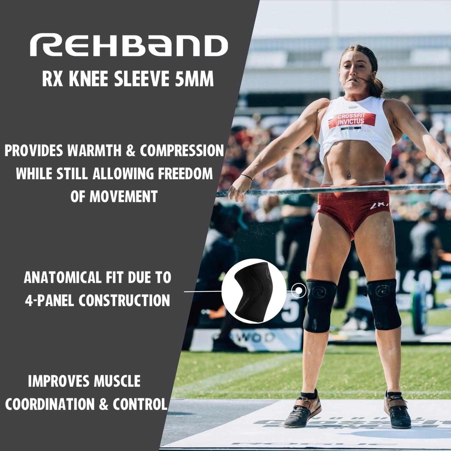 Rehband 5mm knee sleeve support for Cross Fit & heavy training, compression neoprene knee sleeve, feel stronger + more secure while workout, Colour:Camo - 1 Pair, Size:S