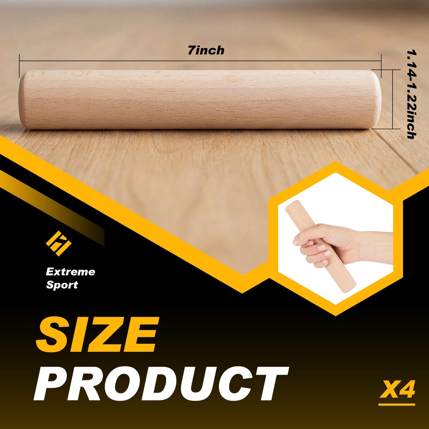 Qunclay 4 Pcs Climbing Hard Wood Pegs for Peg Boards, 6.5" in Length Oak Peg Board Climbing Holds for Body Building, Grip/core Strength and Endurance Training
