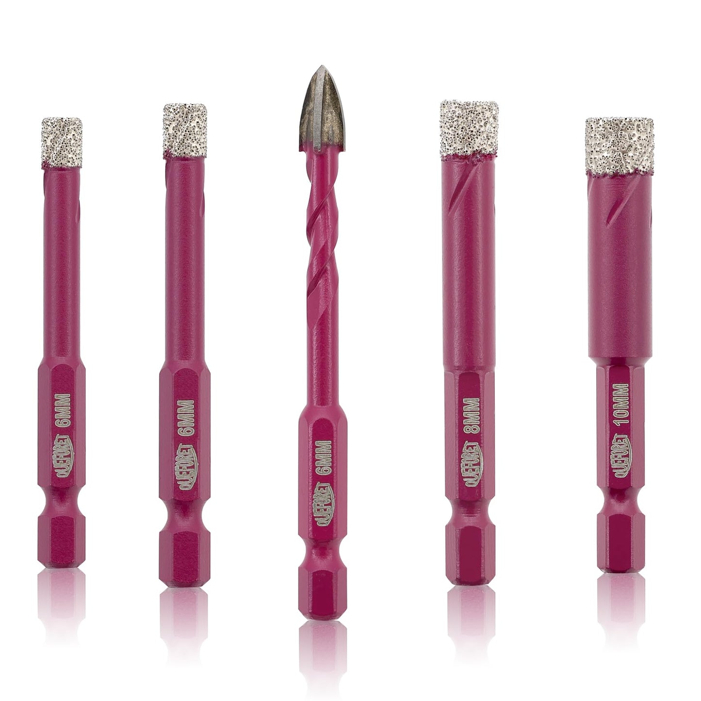 QUEFORET Tile Drill Bits 6/6/8/10mm+6mm & Tile Hole Cutter Set 12pcs with Thread