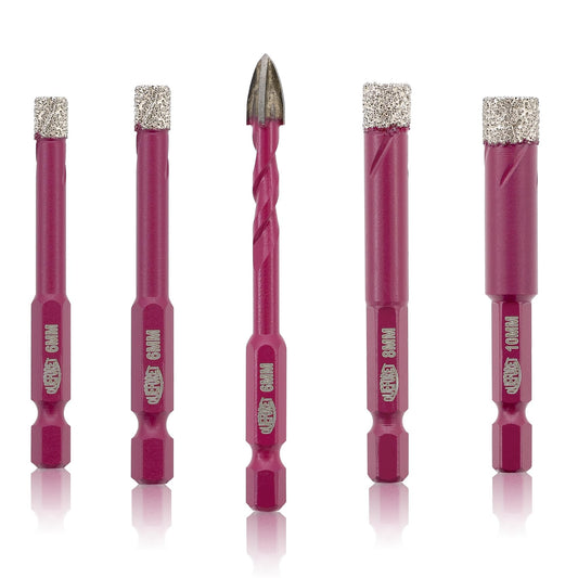 QUEFORET Tile Drill Bits 6/6/8/10mm+6mm & Tile Hole Cutter Set 12pcs with Thread