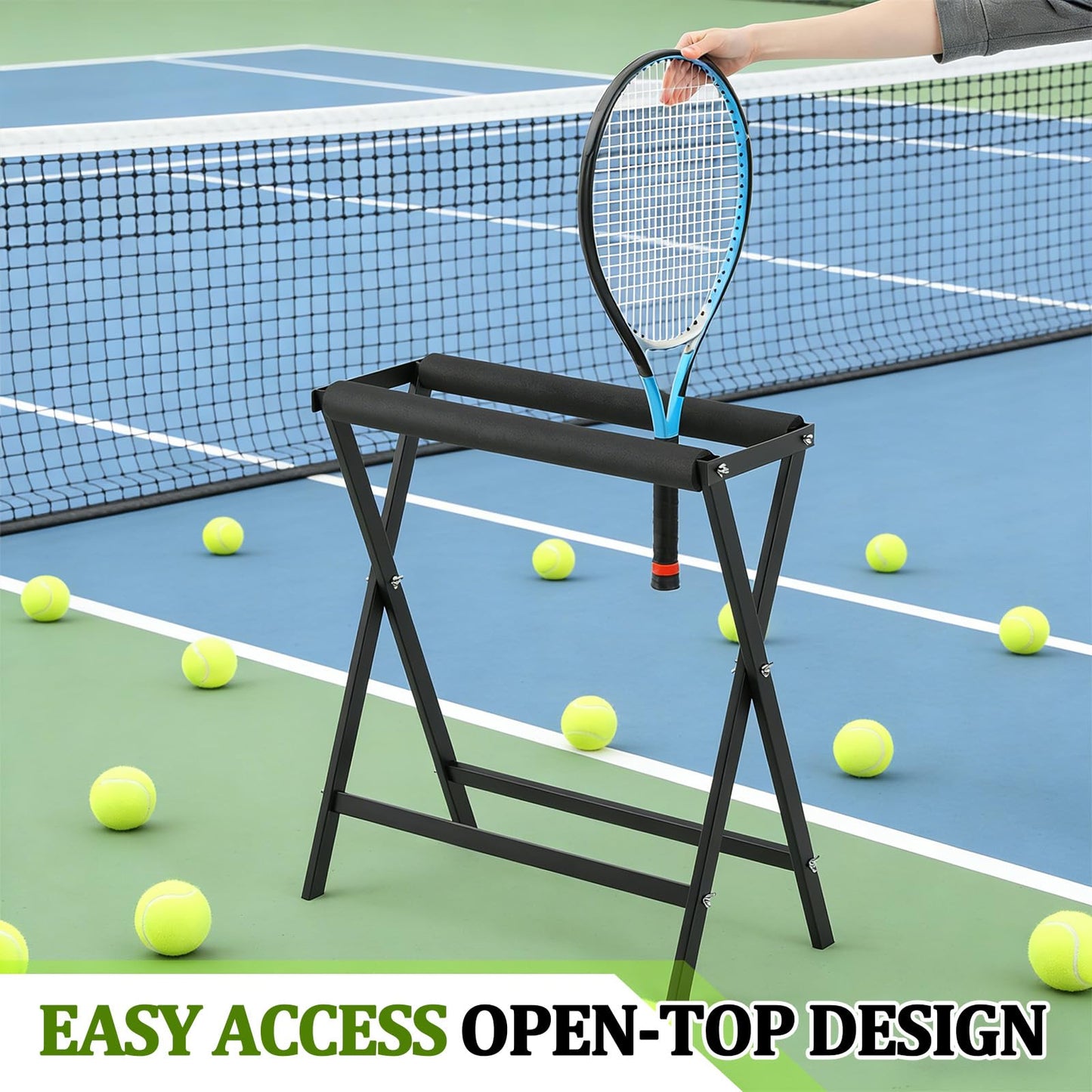LEIFIDE Tennis Racket Storage Rack Stand Large Capacity Steel Tennis Racket Holder Badminton Racquet Rack Organizer for Schools, Gymnasiums, Playground