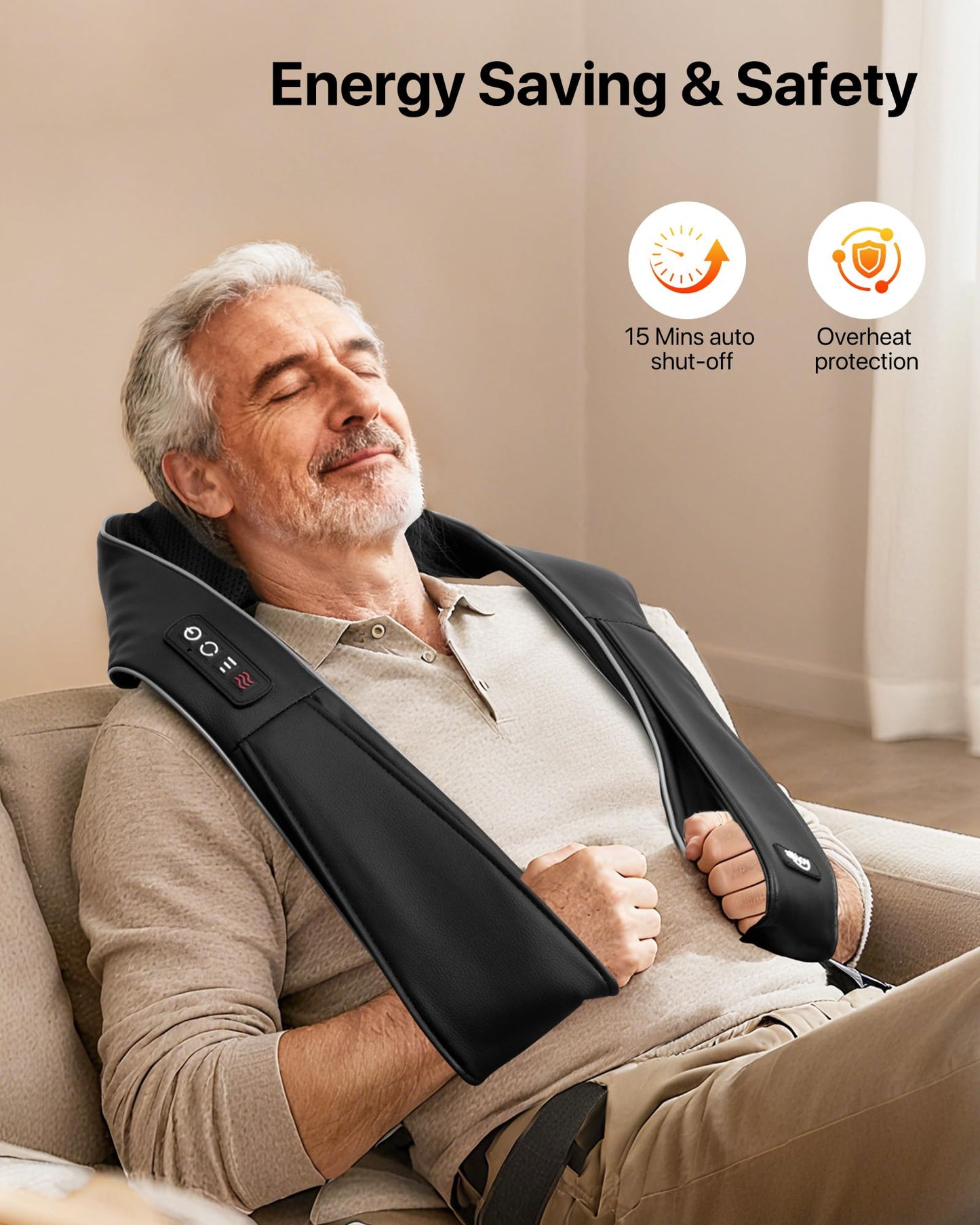 ALLJOY Shiatsu Neck and Back Massager with Heat, Deep Tissue Kneading Electric Massager for Shoulder, Lumbar, and Leg Pain Relief, Self-Care Wellness Gifts for Women Men Mom Dad