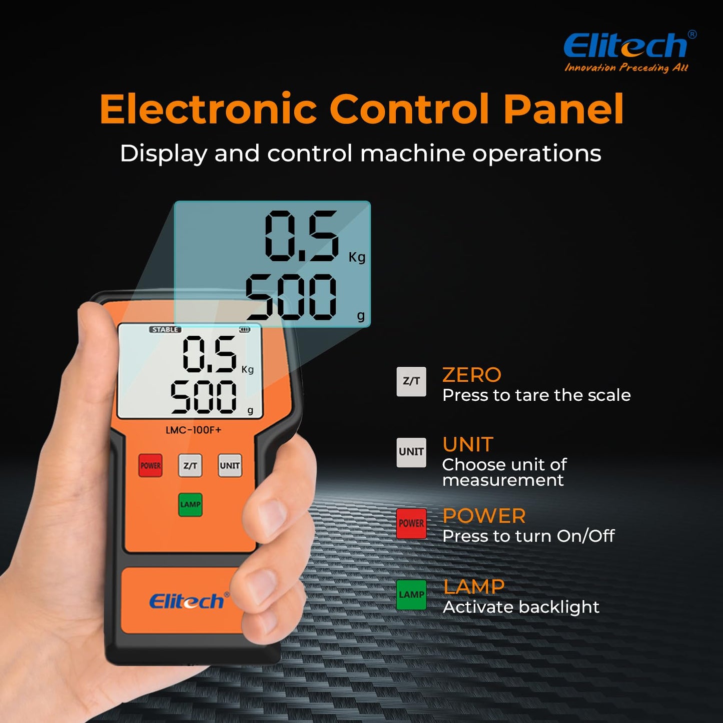 Elitech Refrigerant Scale 110 Lbs – High Precision HVAC Freon Scale with LB+OZ Dual-Unit Display, Electronic Charging Weight Scale with Carry Case, LMC-100F+