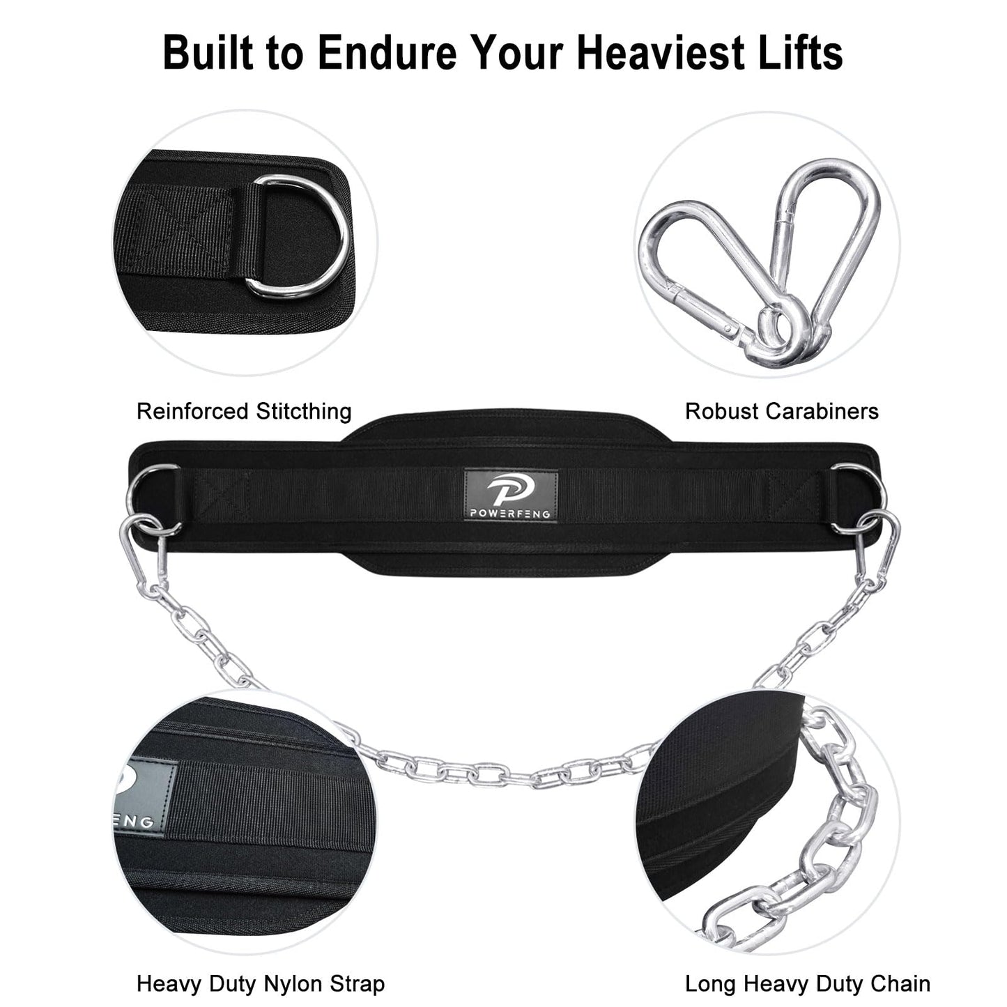 Dip Belt for Weight Lifting: Dip Belt with Heavy Duty Steel Chain for Weighted Dips, Pull Ups, Squats - Weighted Dip Belt for Strength Training Gym Home