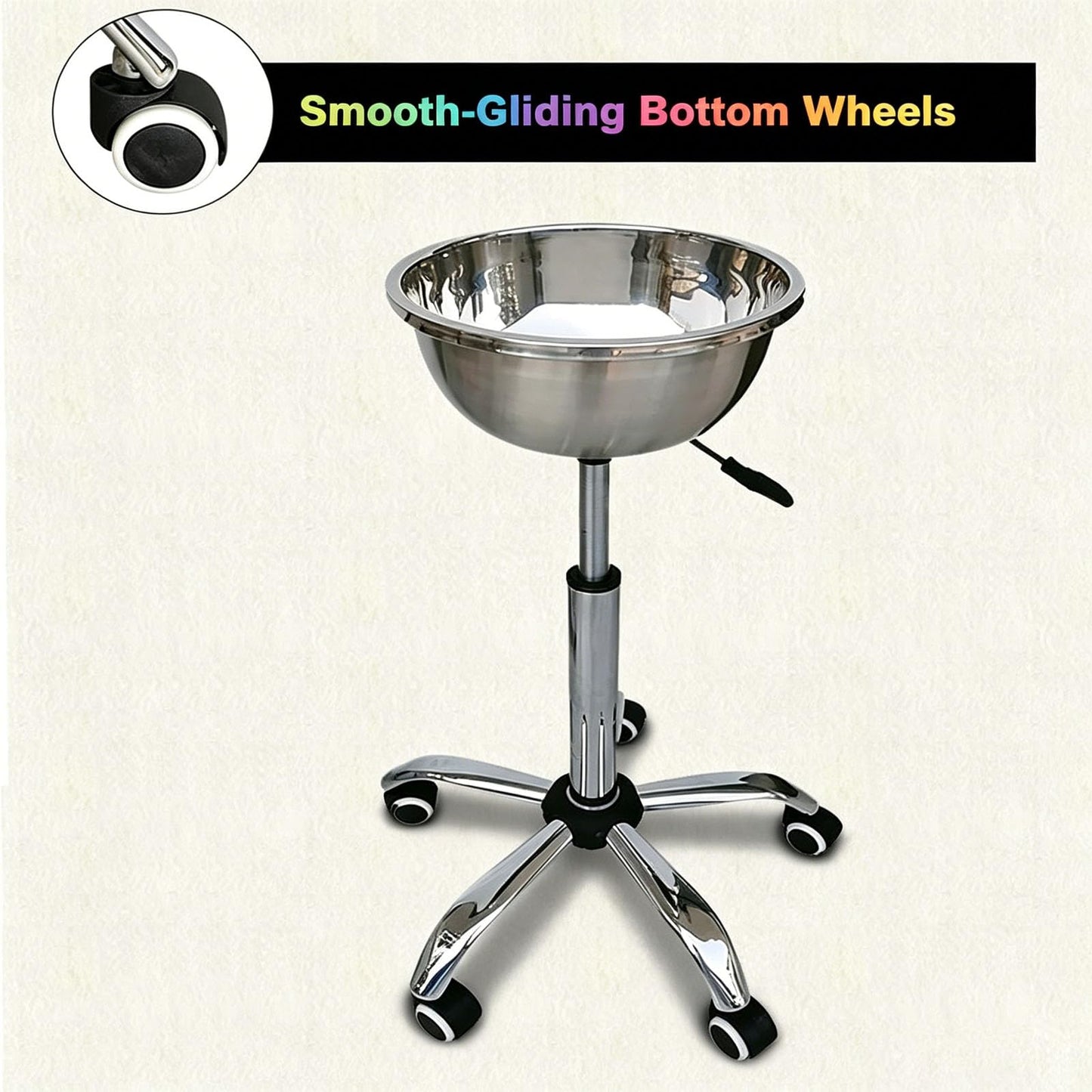 IMOYBBR Gym Chalk Stand Bowl, Adjustable Height Stainless Steel Holder with Lid and Rolling Wheels for Weightlifting Gymnastics Rock Climbing and Training Sessions Use
