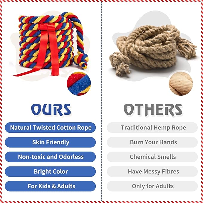 Tug of War Rope for Kids and Adults,Outdoor Field Day Family Reunion Birthday Party, Summer Outside Yard Backyard Lawn, Camping Picnic Carnival Games,Team Building (Tricolor, 20FT)