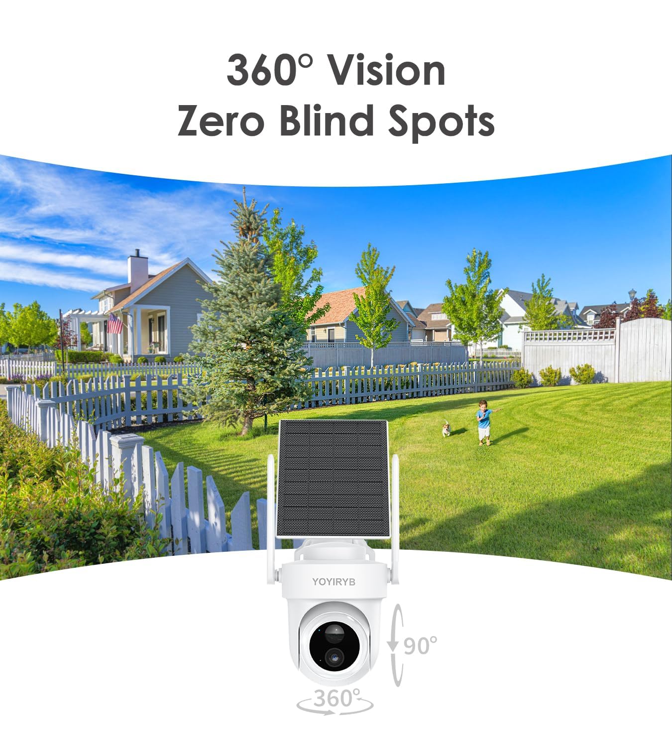 4K Security Cameras Wireless Outdoor, No Subscription, [2026 NEW] Solar-Powered Home Security Camera System with 360° Auto Tracking, Color Night Vision, 64GB Local Storage, 5G & 2.4G WiFi, Easy Setup