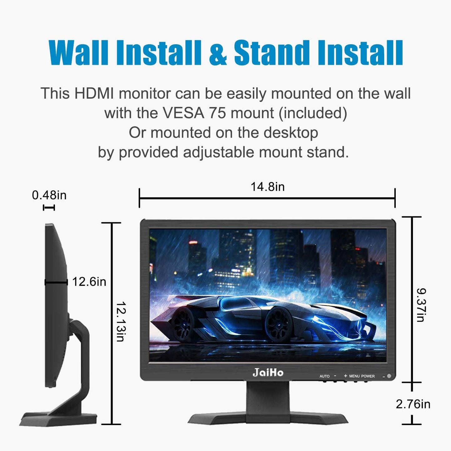 JaiHo 15.6-Inch Professional Security Monitor, 1920x1080P CCTV Screen with Metal Housing, BNC HDMI VGA AV USB, Industrial Display for DVR NVR System, 24/7 Reliable Security Surveillance