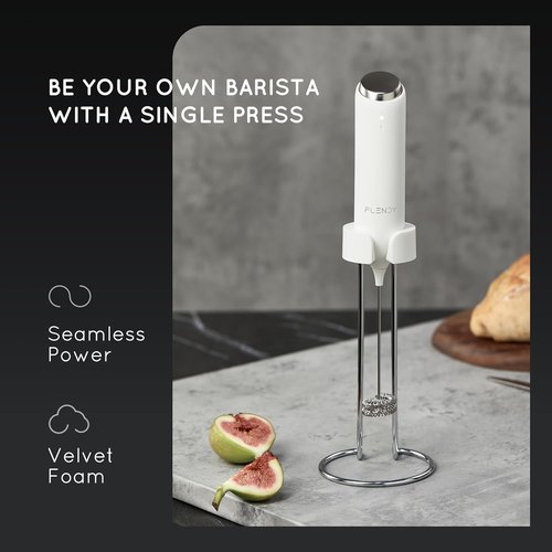 Flendy Rechargeable Milk Frother - Handheld Electric Drink Mixer with USB-C Charging Stand | Perfect for Coffee & Matcha