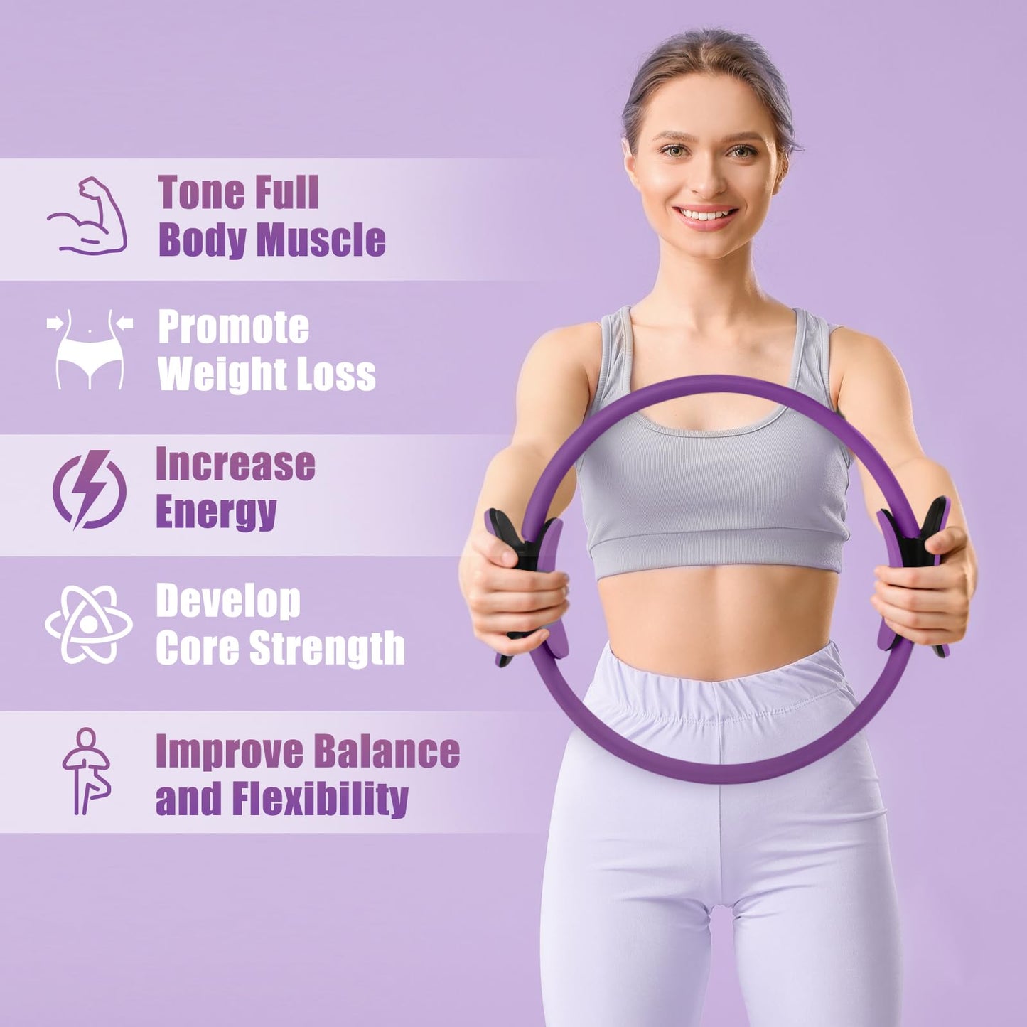RitFit Pilates Ring Circle - 14 Inch Magic Fitness Circle for Toning Inner & Outer Thighs, Bonus Workout Guide Included