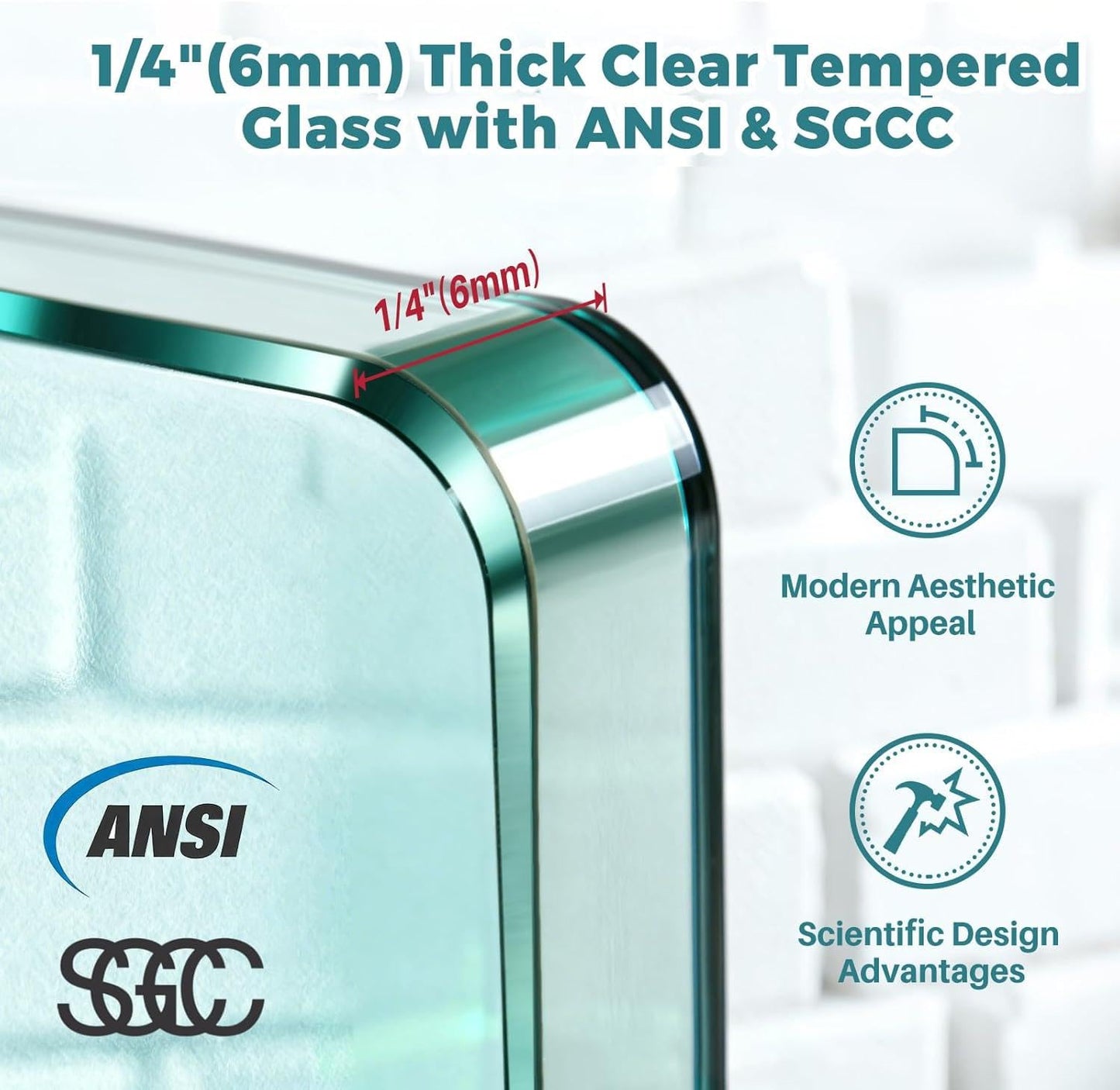 Bathbliss 46-48" W×72" H Shower Door Pivot, 1/4"(6mm) Thick Clear Tempered Glass with SGCC & ANSI, Reversible Installation Glass Shower Door, Chrome
