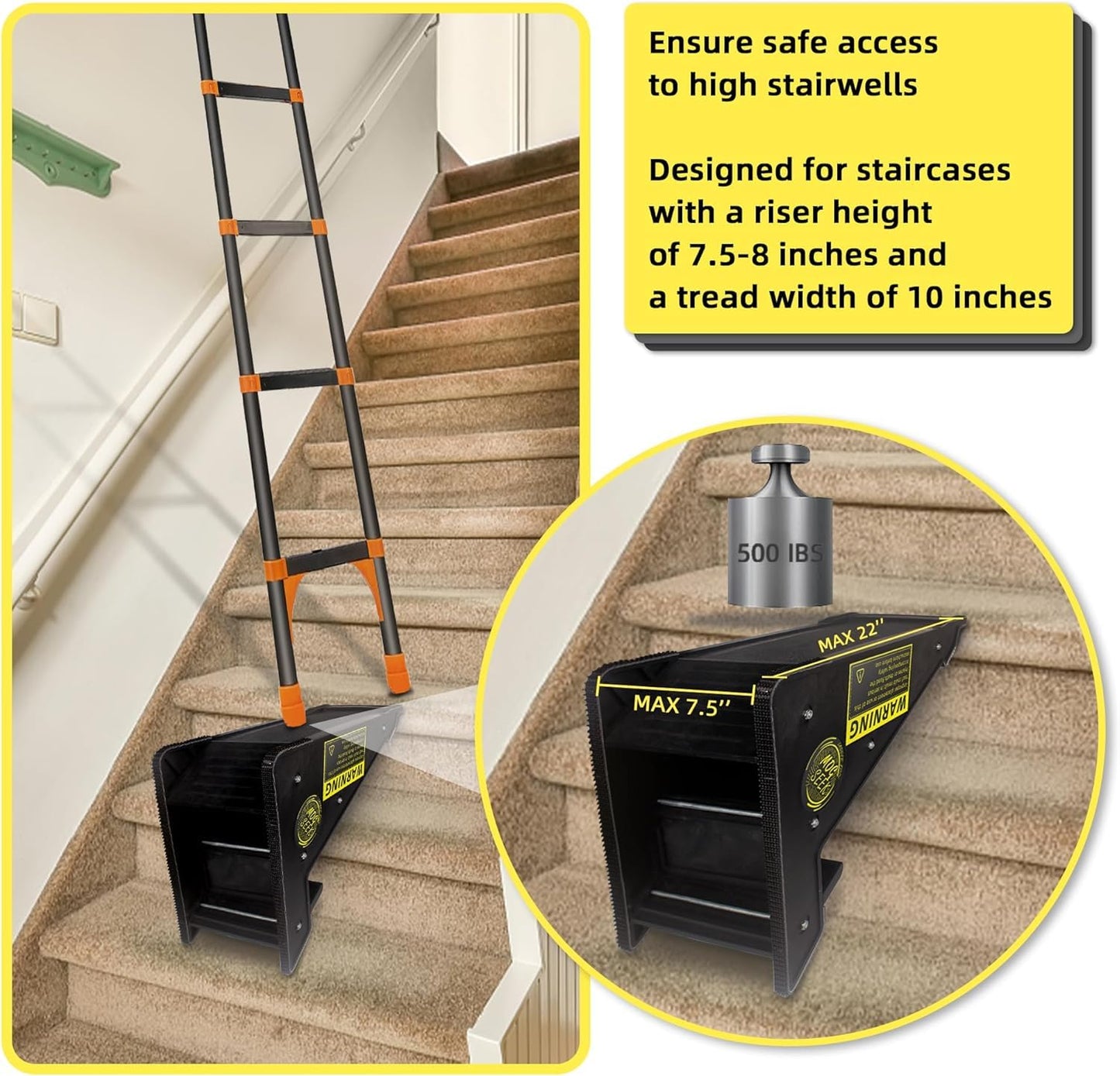 2 Pack Ladder Leveler, Pitch Hopper, Ladder Stabilizer with Storage, Ladder Levelers for Stairs and Extension Ladders, Easy to Use, Conquer Uneven Ground