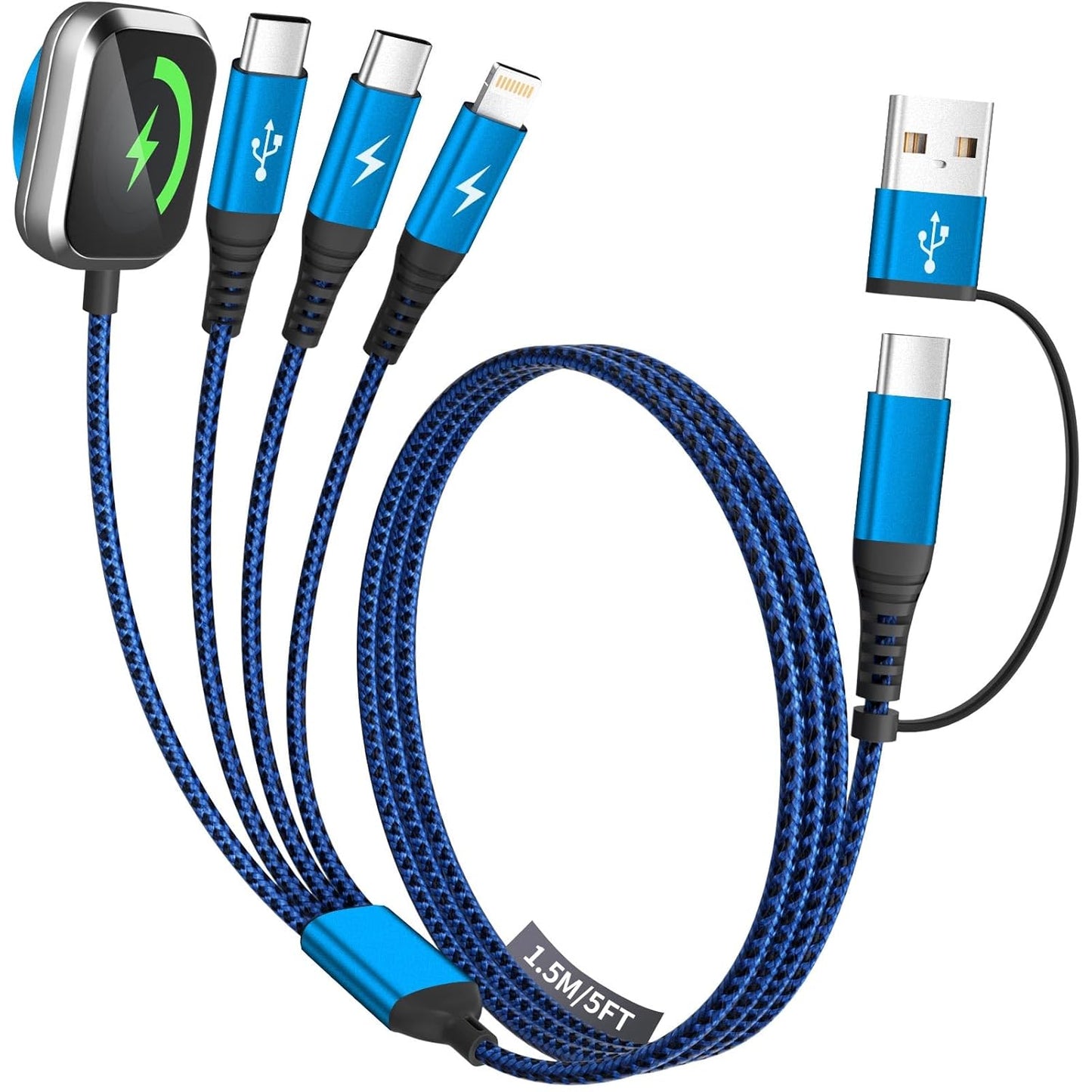 Jogrytece 4 2 17-11/Pod/Android, 5FT Multi Charging Cable for iPhone Watch Charger, in USB A/C Phone Charger Cord