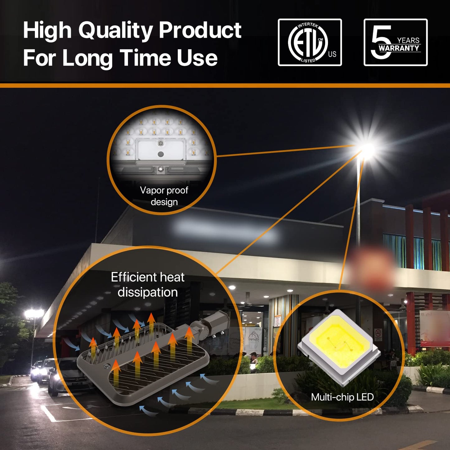 DEMILARE 300W LED Parking Lot Lights 2Pack 45000lm Quick Installation Shoebox Light Slip Fitter Mount Dusk to Dawn Photocell Outdoor Commercial Street Area Lighting for Road, Playing Field, 120-277V