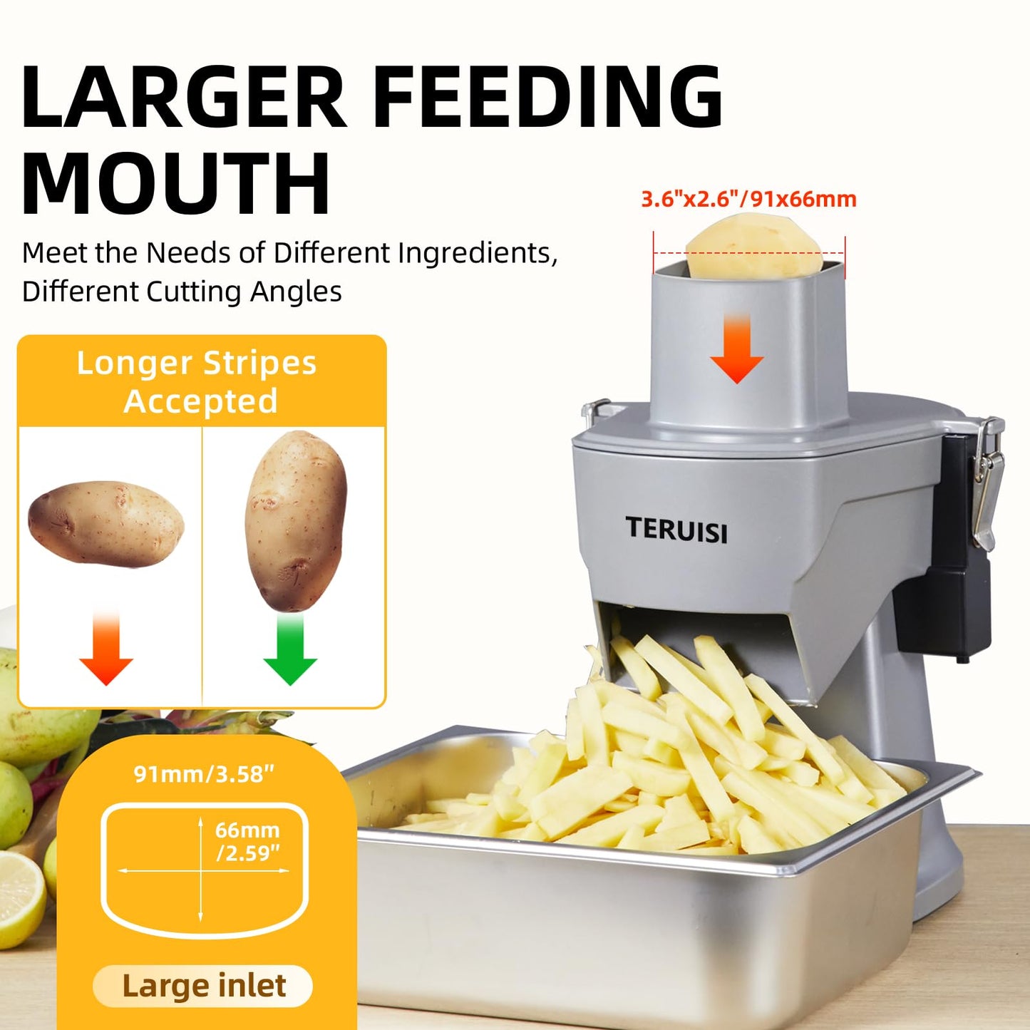 TERUISI 4-In-1 Electric Vegetable Chopper, 200W Vegetable Slicer Food Processor, Veggie Food Cutter With Slicing Shredding Dicing And Striping Function For Commercial Home Use