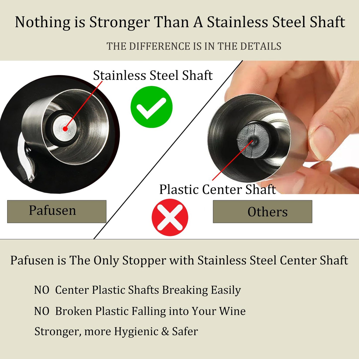 Pafusen Wine Stoppers Set of 4, Stainless Steel Wine Bottle Stopper with Silicone Seal, Reusable Wine Freshness Keep, Wine Saver Wine Bottle Sealer Stopper, Wine Accessories Gift (4 Pack, Silver)