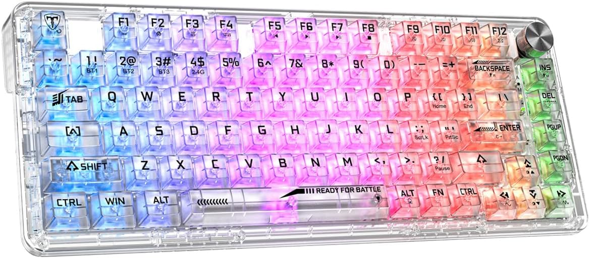 RisoPhy Keyboards,81-Key 80% Mechanical Gaming Keyboard, Tri-Mode Bluetooth/Wireless/Wired, RGB Backlit Fully