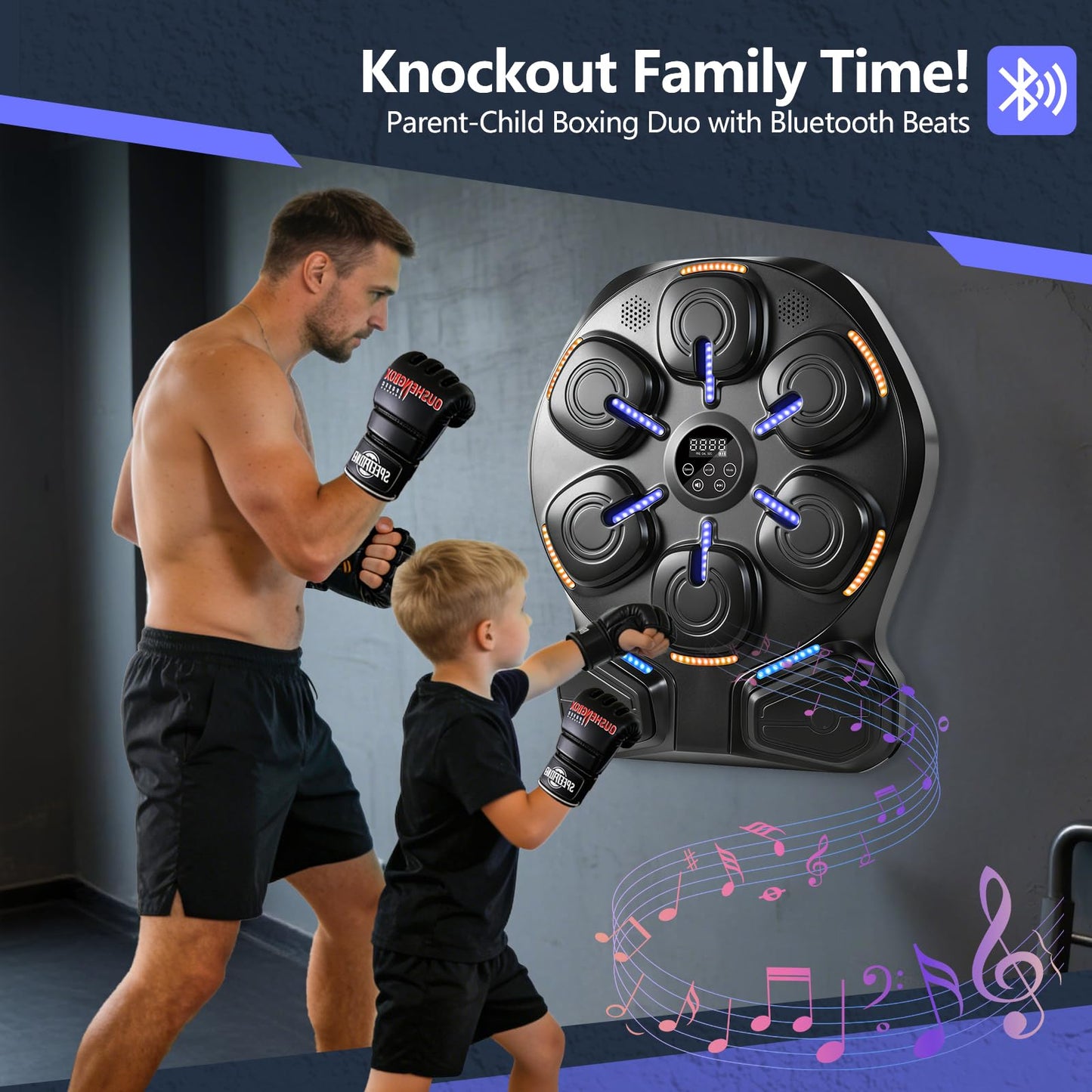 Smart Music Boxing Machine with LED Lights & Bluetooth Speaker – Interactive Punching Bag for Fitness, Rhythm Training & Stress Relief – Home Gym Equipment for Adults and Child with 8 Hitting Points