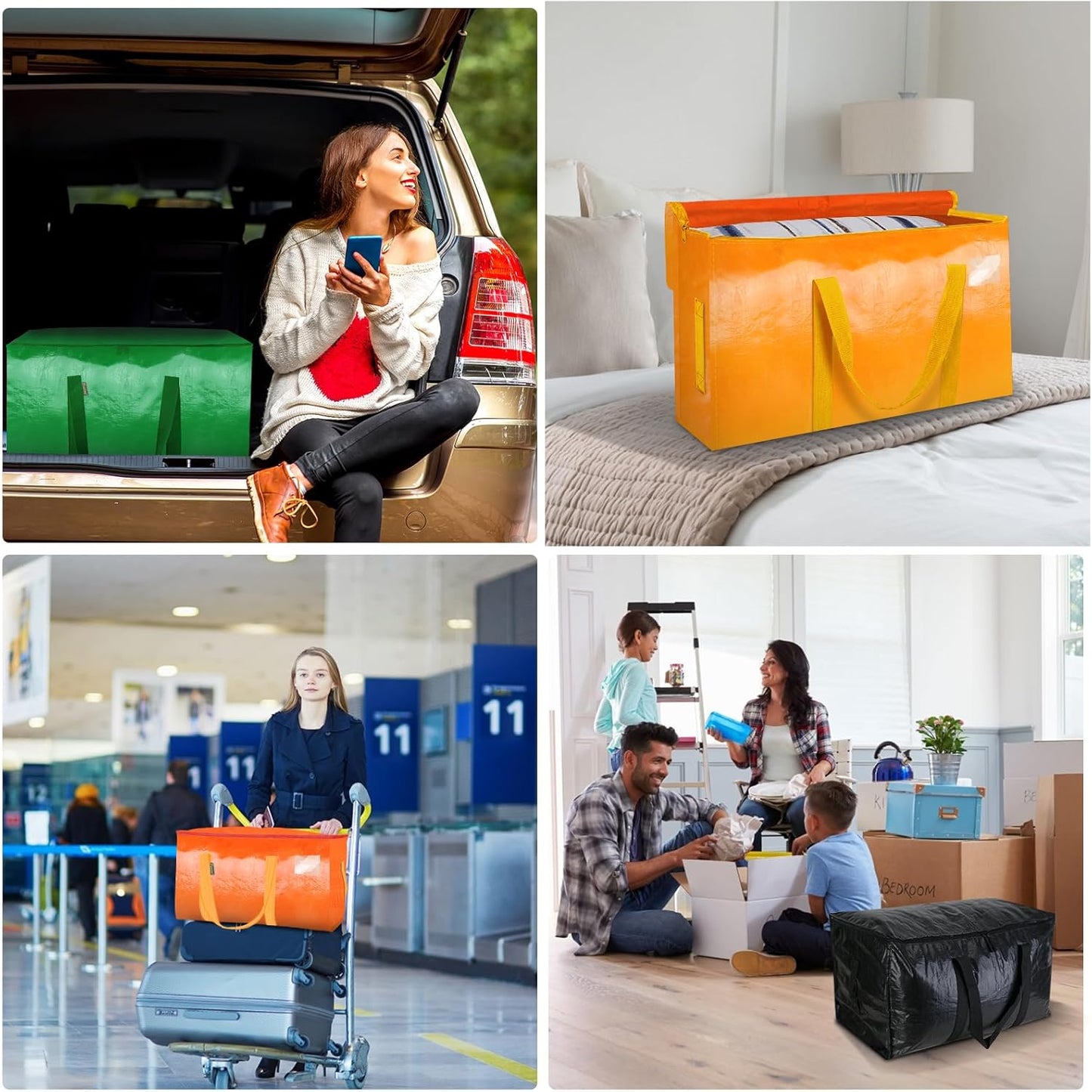 BALEINE 8-Pack Oversized Moving Bags - Heavy-Duty Storage Totes with Reinforced Handles | Orange