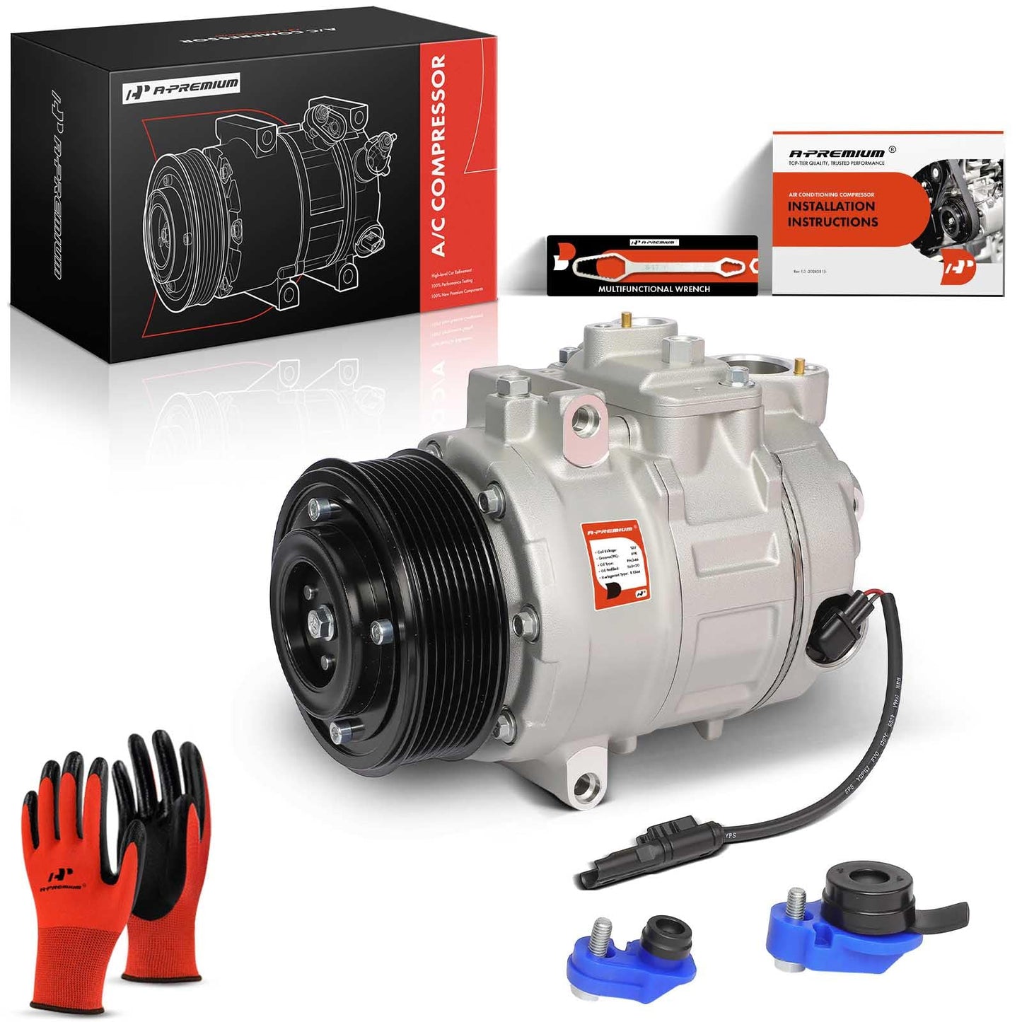 A-Premium A/C Compressor with Clutch Compatible with BMW 335i 3.0L 2012-2013, 335i 3.0L xDrive 2013, X3 3.0L 2011-2016, X4 3.0L 2015-2016
