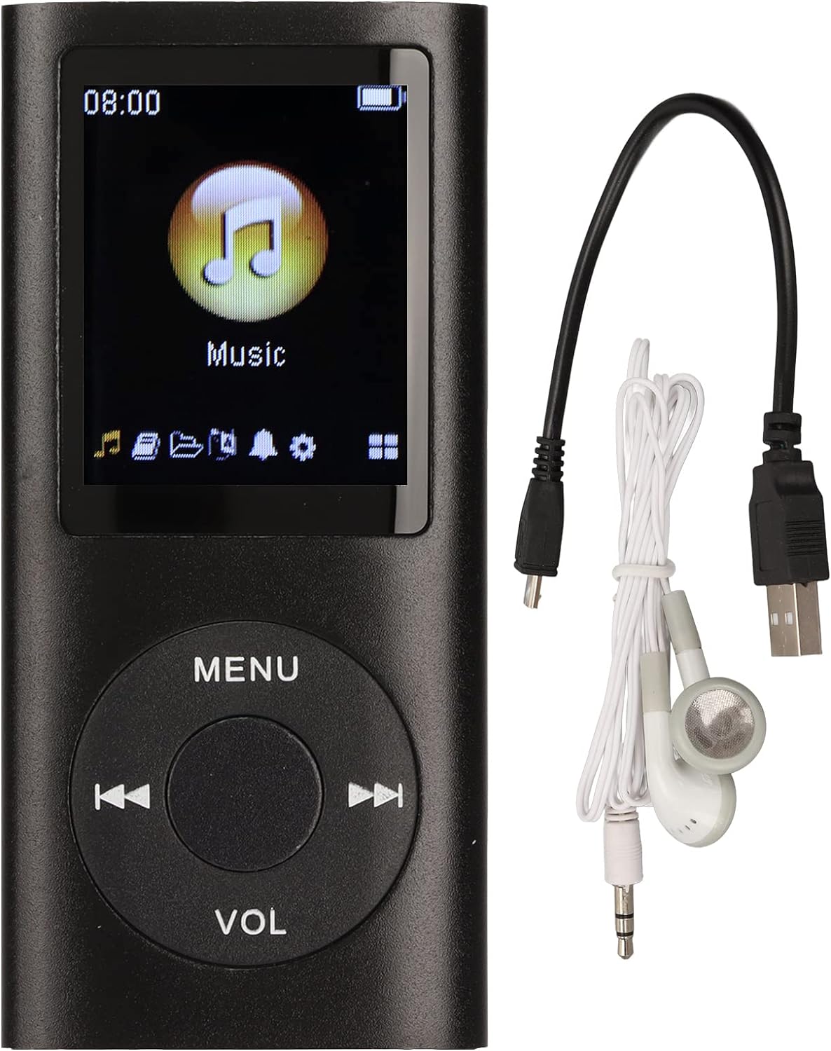 Locadence MP3 1.8 MP3 64GB Portable Player, Slim Stylish Multifunctional Music Player with LCD Screen, Aluminum Alloy