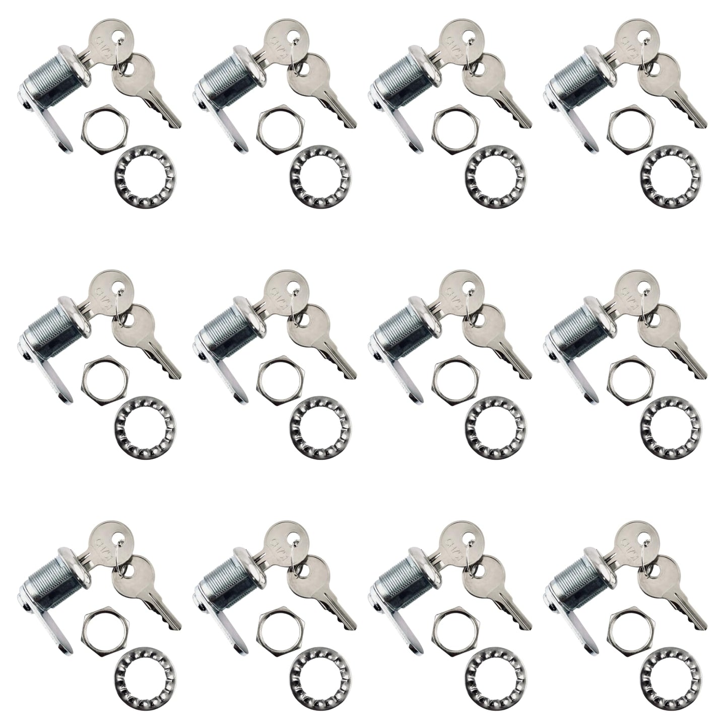 Replacement Lock & Key Set – Compatible with Rubbermaid® Commercial Cart 6181 | FG6181L20000 | 12 Locks with 24 Keys – (12 PK)