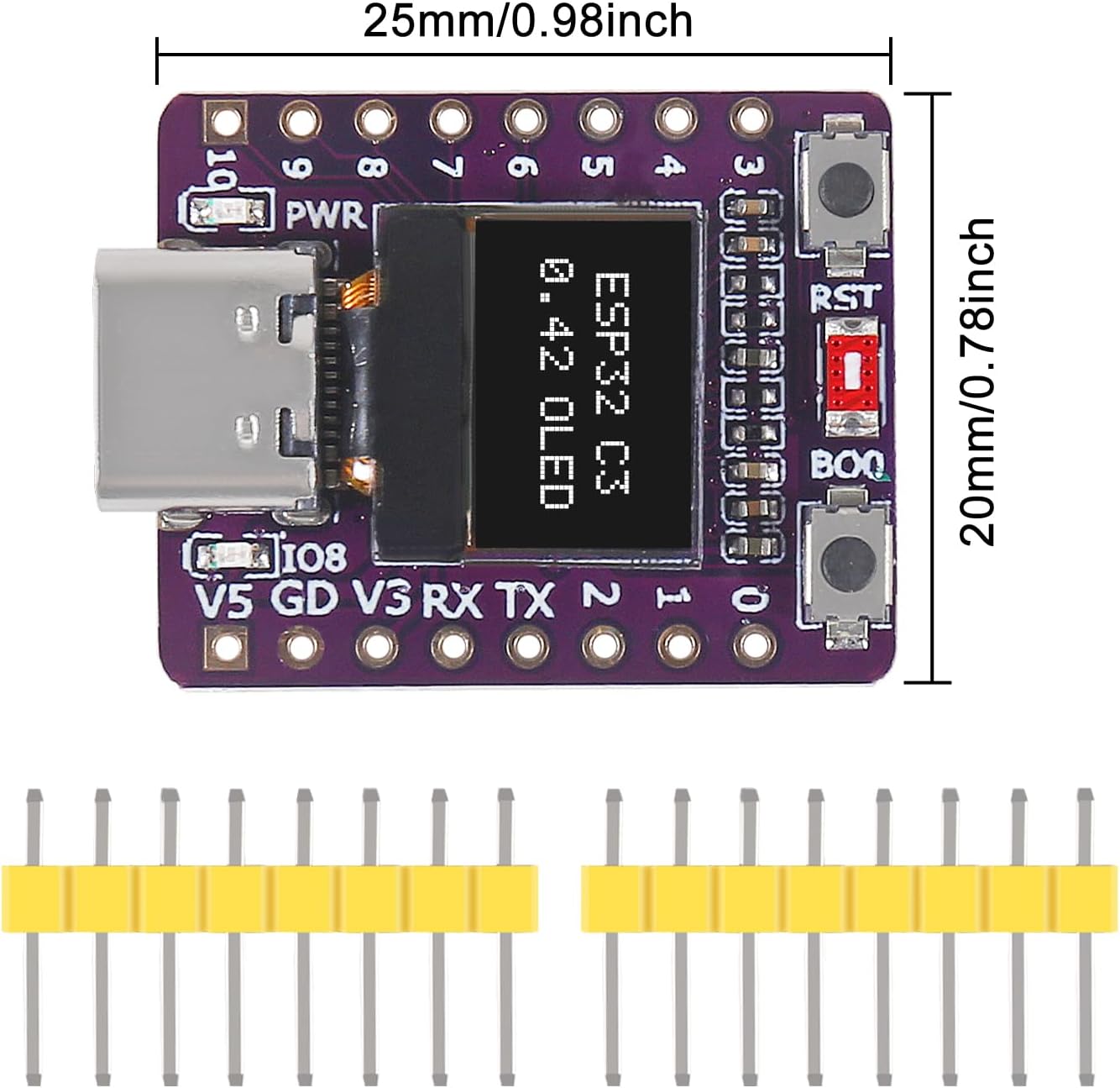 AITRIP 2PCS ESP32-C3 0.42-inch ESP32 OLED Development Board Supermini Development Board WiFi BLE