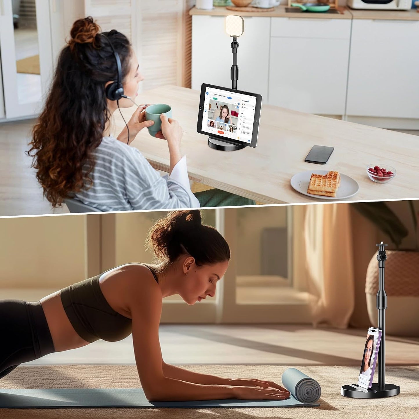 LenTok C922 C930e C920S C920 C615 C960 C920x 4K, 1/4'' Telescopic Webcam Tripod Stand for Desk with Phone Holder
