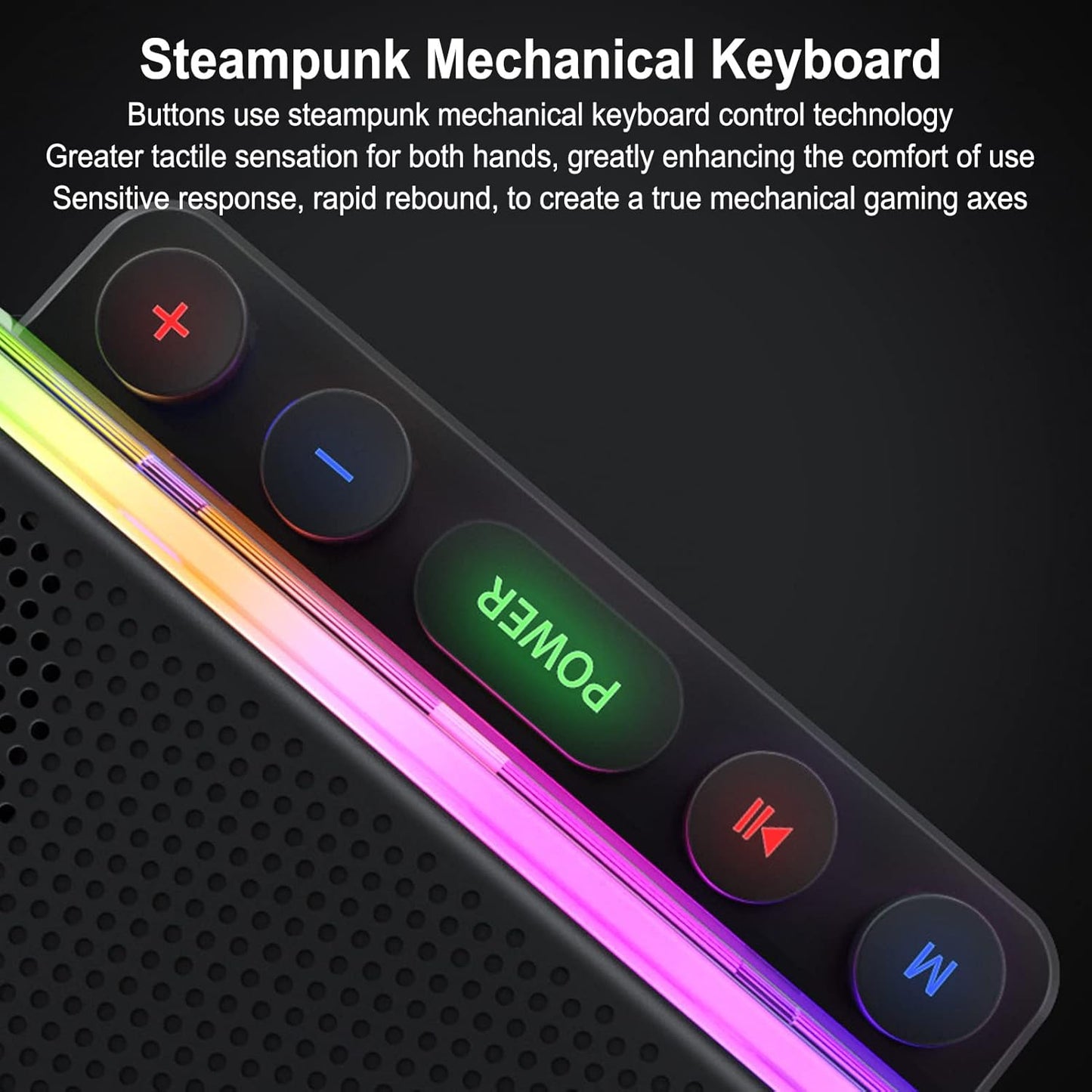 Serounder IPX5 Bluetooth Speaker, Portable Speaker with Stereo Sound, RGB Lights, Mechanical Buttons, Water Resistant