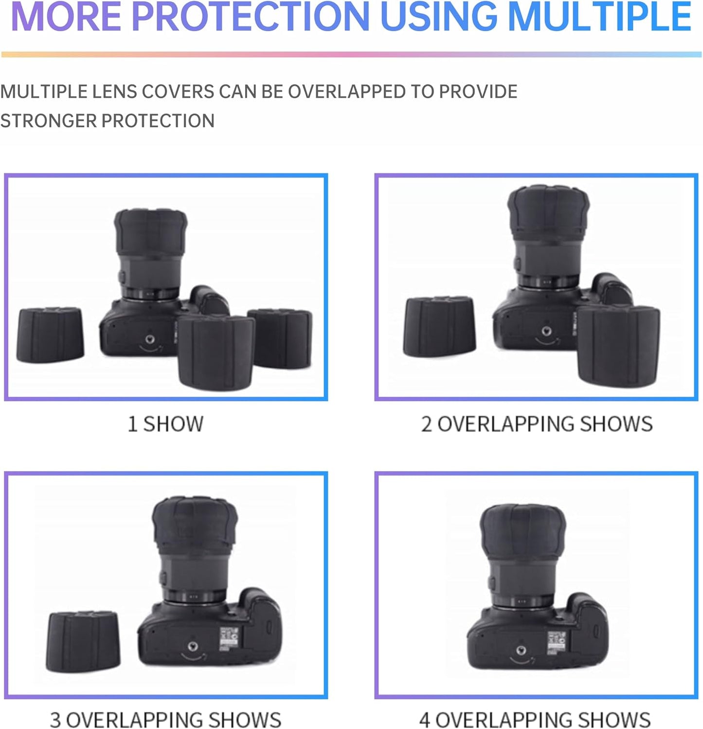 TONHOKJ 60120mm 3 Universal Camera Lens Cover for DSLR & Mirrorless Cameras, Flexible Front Lens Protector, Dustproof