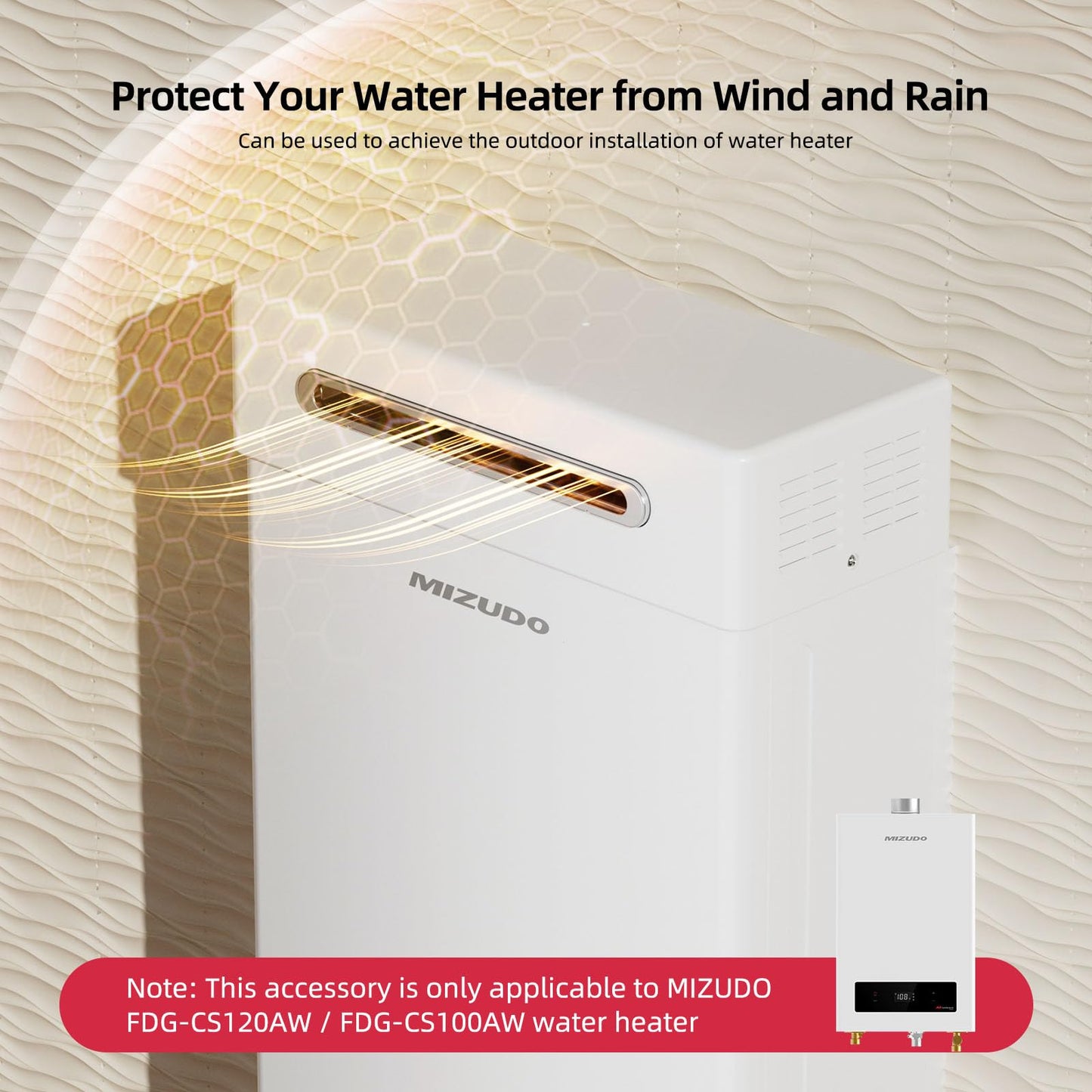 MIZUDO Outdoor Exhaust Vent Cap Conversion Kit Only for Mizudo Gen3 120K Model Tankless Water Heater, Weatherproof Protection, CSA Certified, VP030AOS-G Model